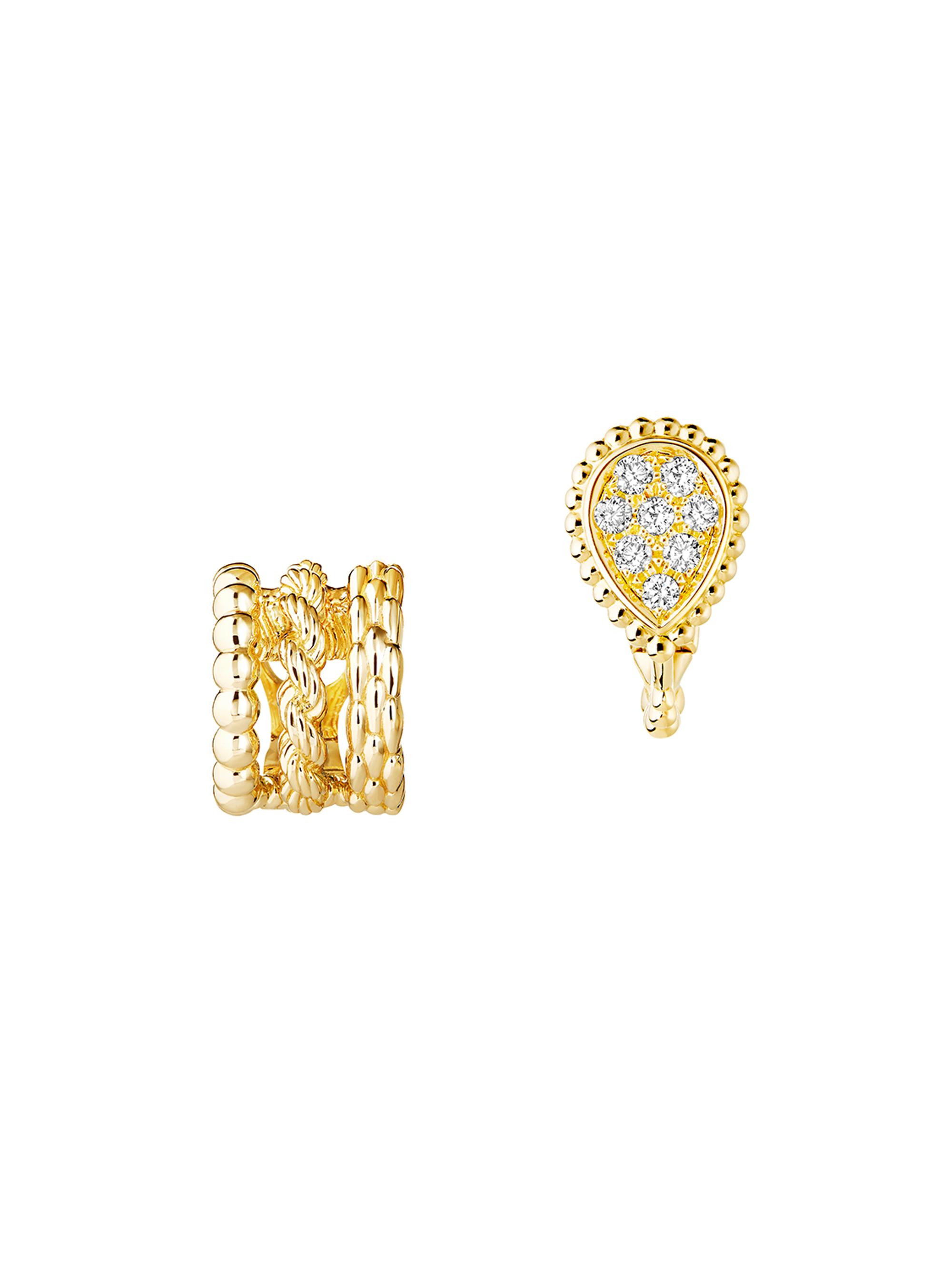 Boucheron Women's Serpent Bohème 18K Yellow Gold & 0.13 TCW Diamond Mismatched Earrings - Yellow Gold