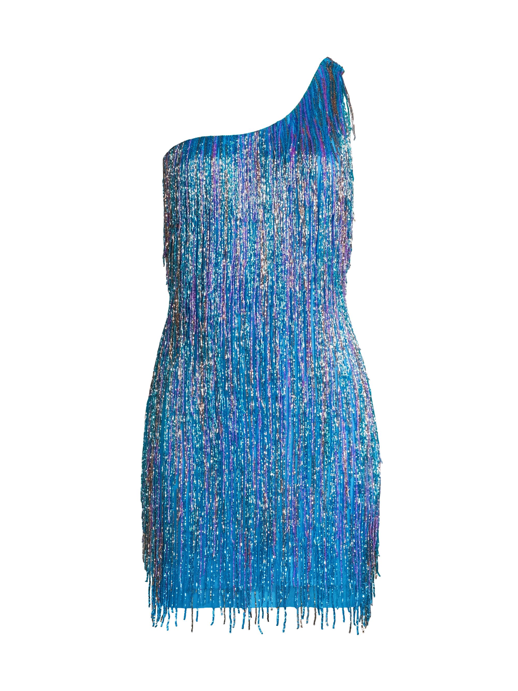 Liv Foster Women's Beaded One-Shoulder Minidress - Blue Multi