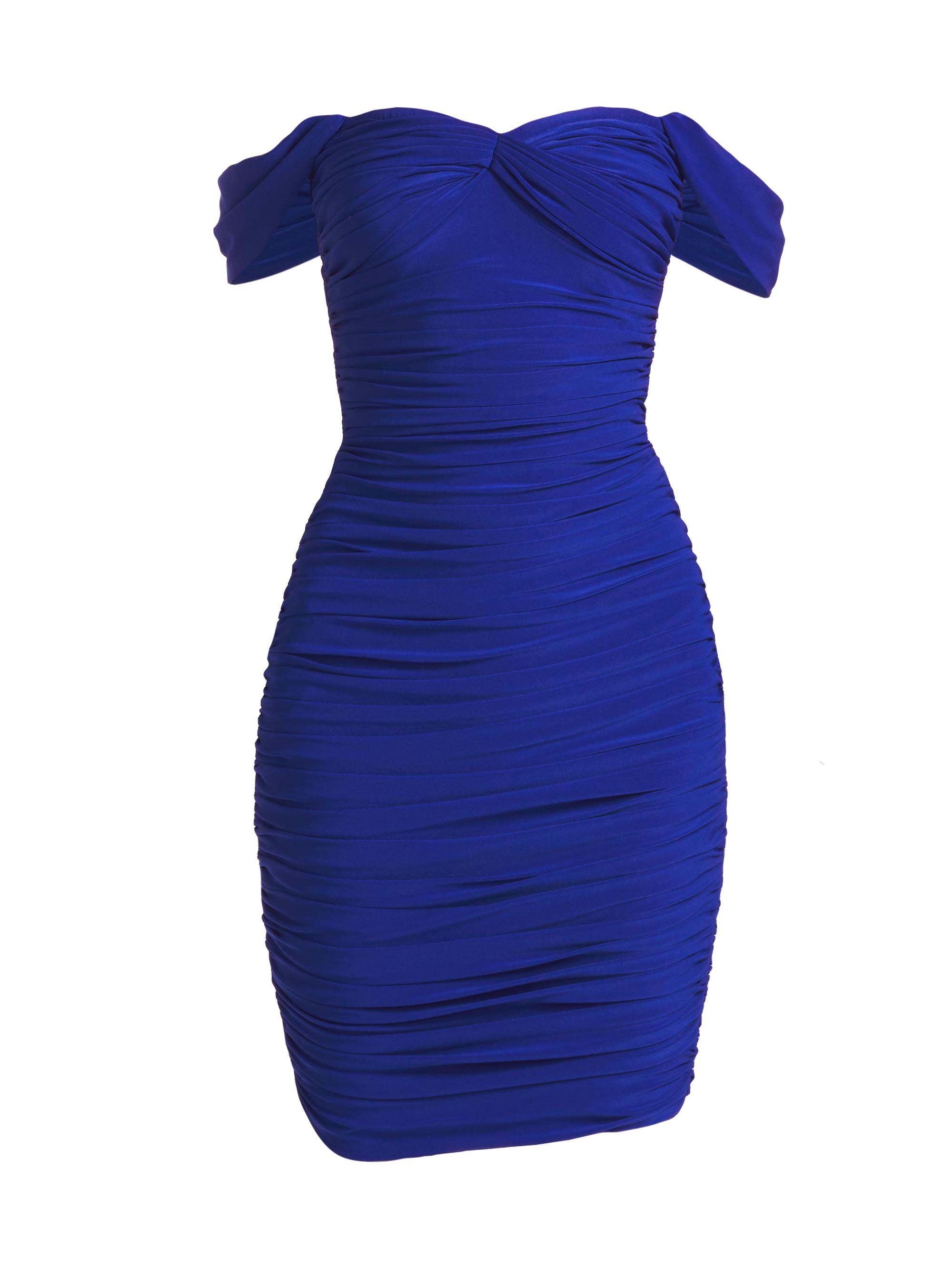 Norma Kamali Women's Walter Shirred Knee-Length Dress - Electric Blue
