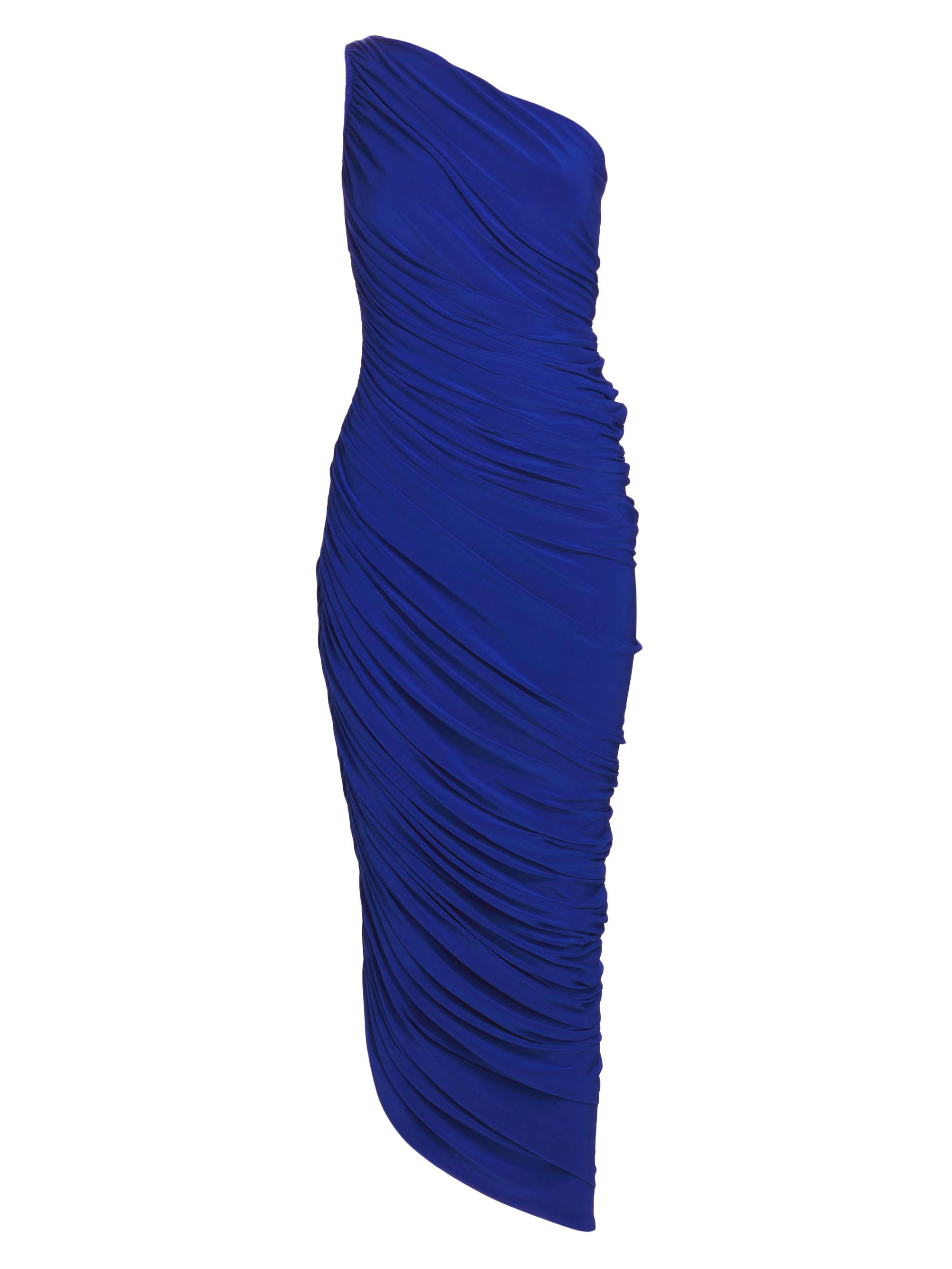 Norma Kamali Women's Diana Asymmetric Shirred Jersey Gown - Electric Blue