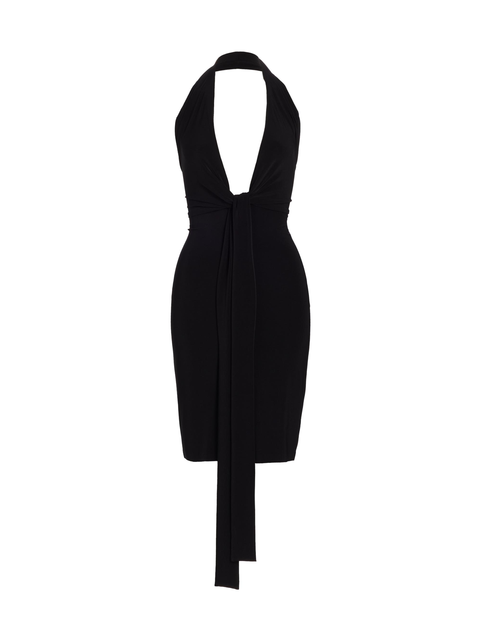 Norma Kamali Women's Tie-Front Jersey Knee-Length Dress - Black