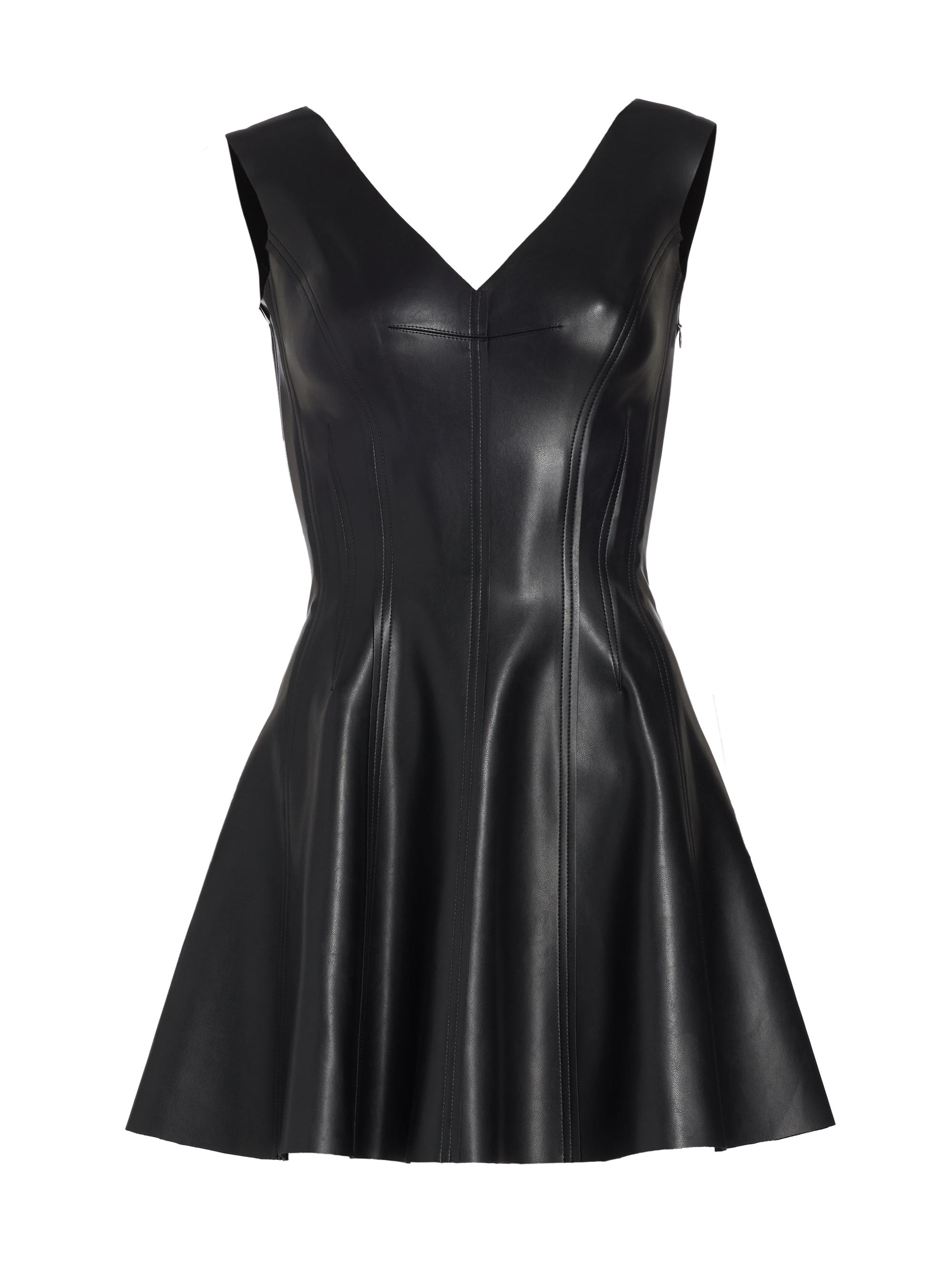 Norma Kamali Women's Grace Vegan Leather Minidress - Black
