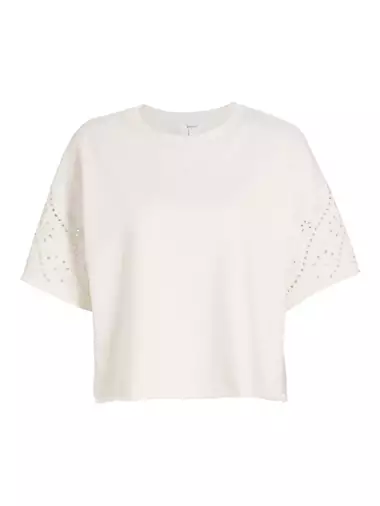 Raylee Eyelet-Embroidered Boxy Short-Sleeve Sweatshirt