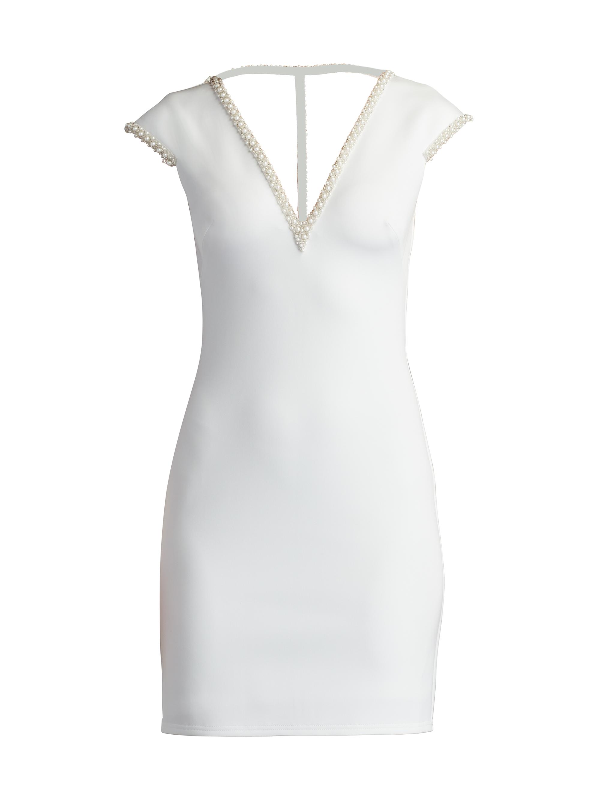 Sho by Tadashi Shoji Women's Scuba Faux-Pearl Minidress - White