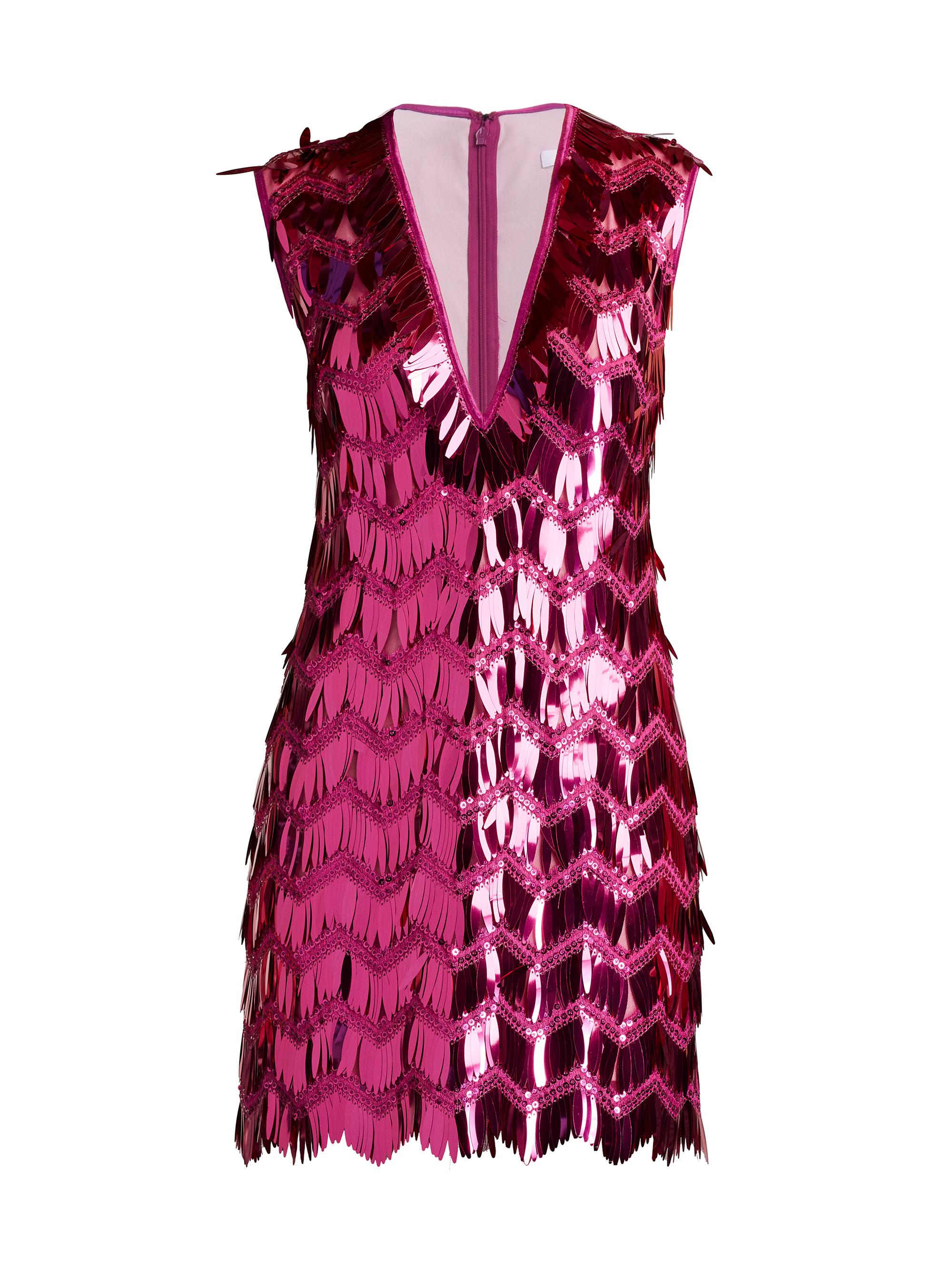 Sho by Tadashi Shoji Women's Sequin Fringe Sleeveless Minidress - Wild Pink