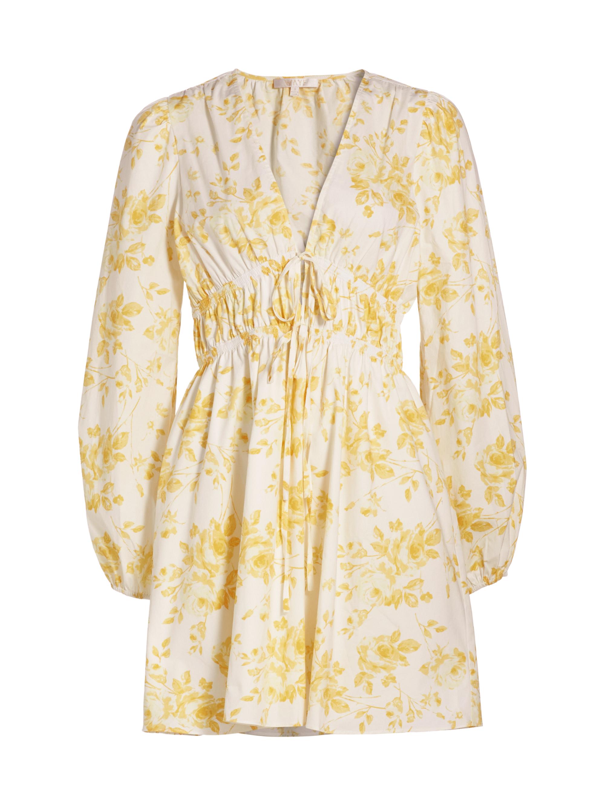 Wayf Women's Angela Floral Long-Sleeve Minidress - Yellow Roses