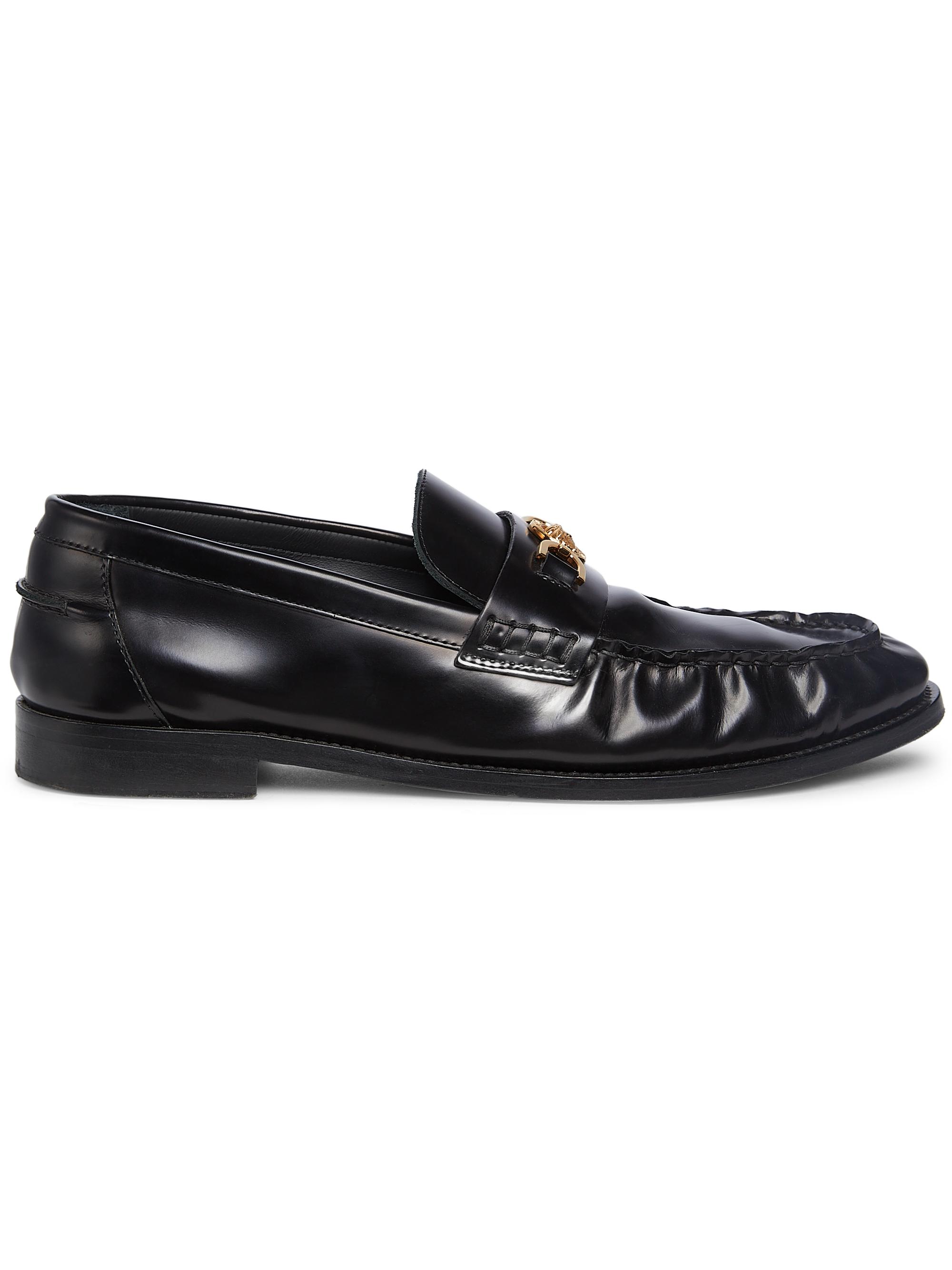 Versace Men's Leather Loafers - Black  Gold