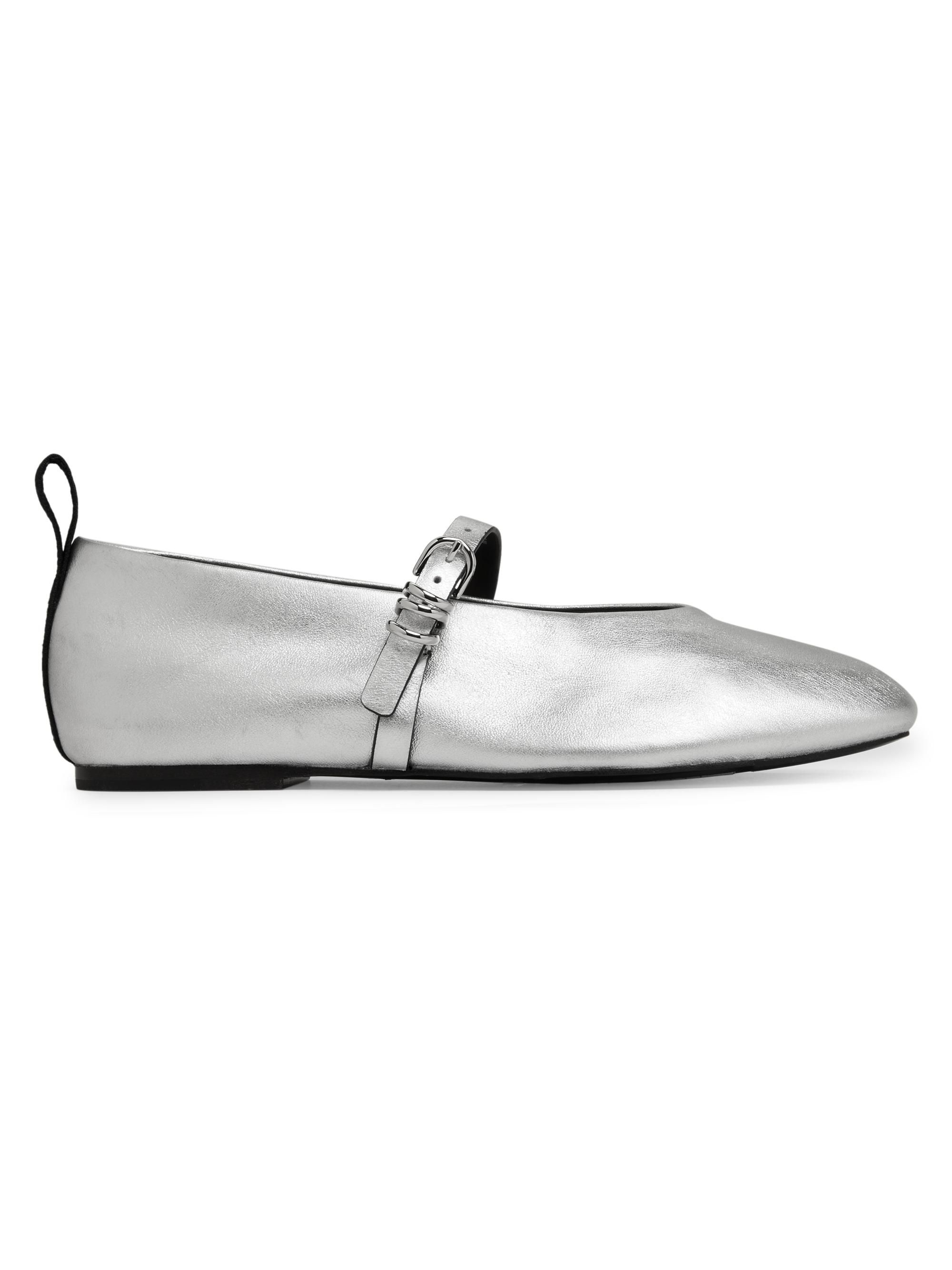 rag & bone Women's Spire Leather Mary Janes - Silver