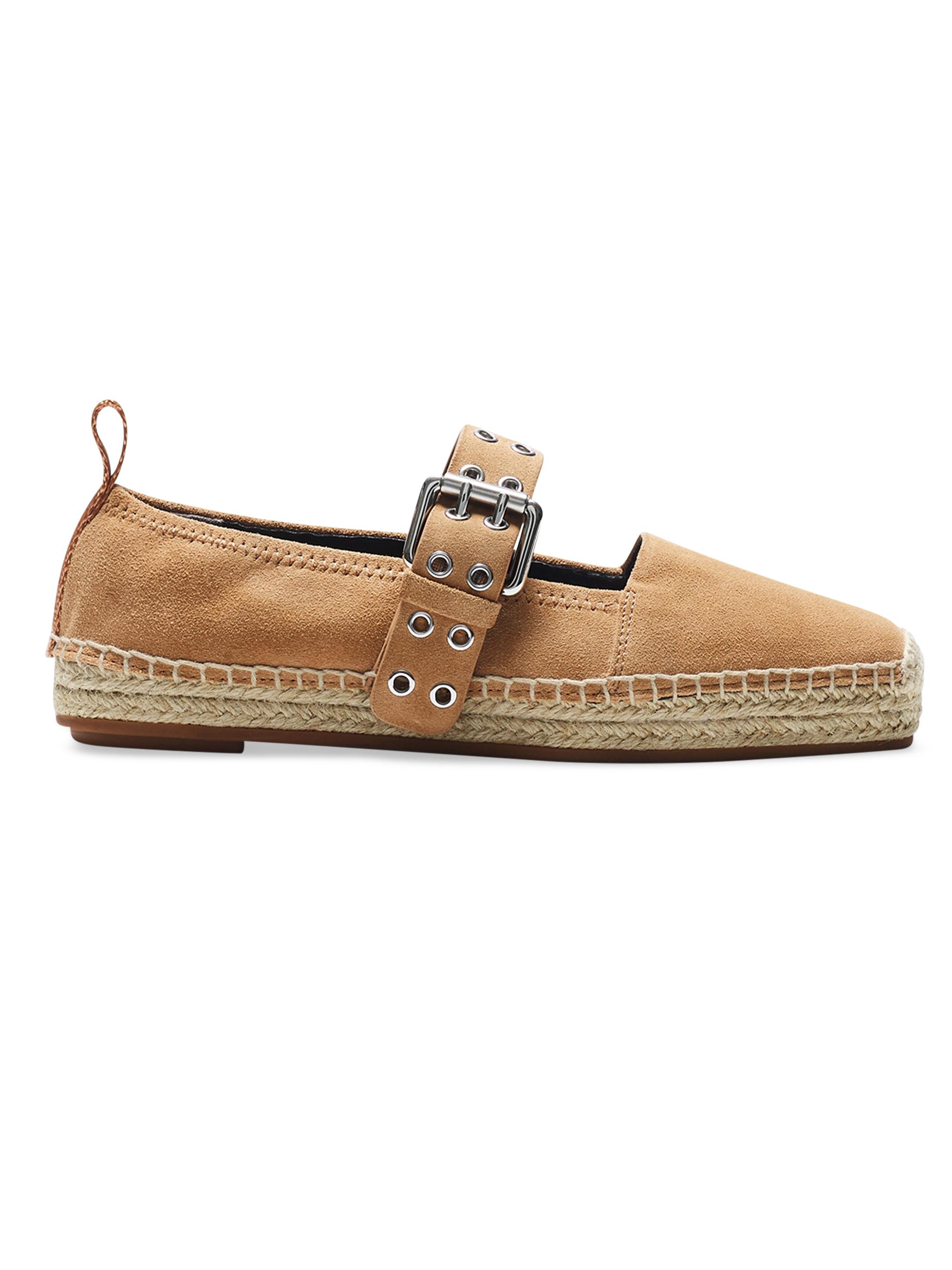 rag & bone Women's Anteros Buckle-Detailed Suede Espadrilles - Oak Brown Suede
