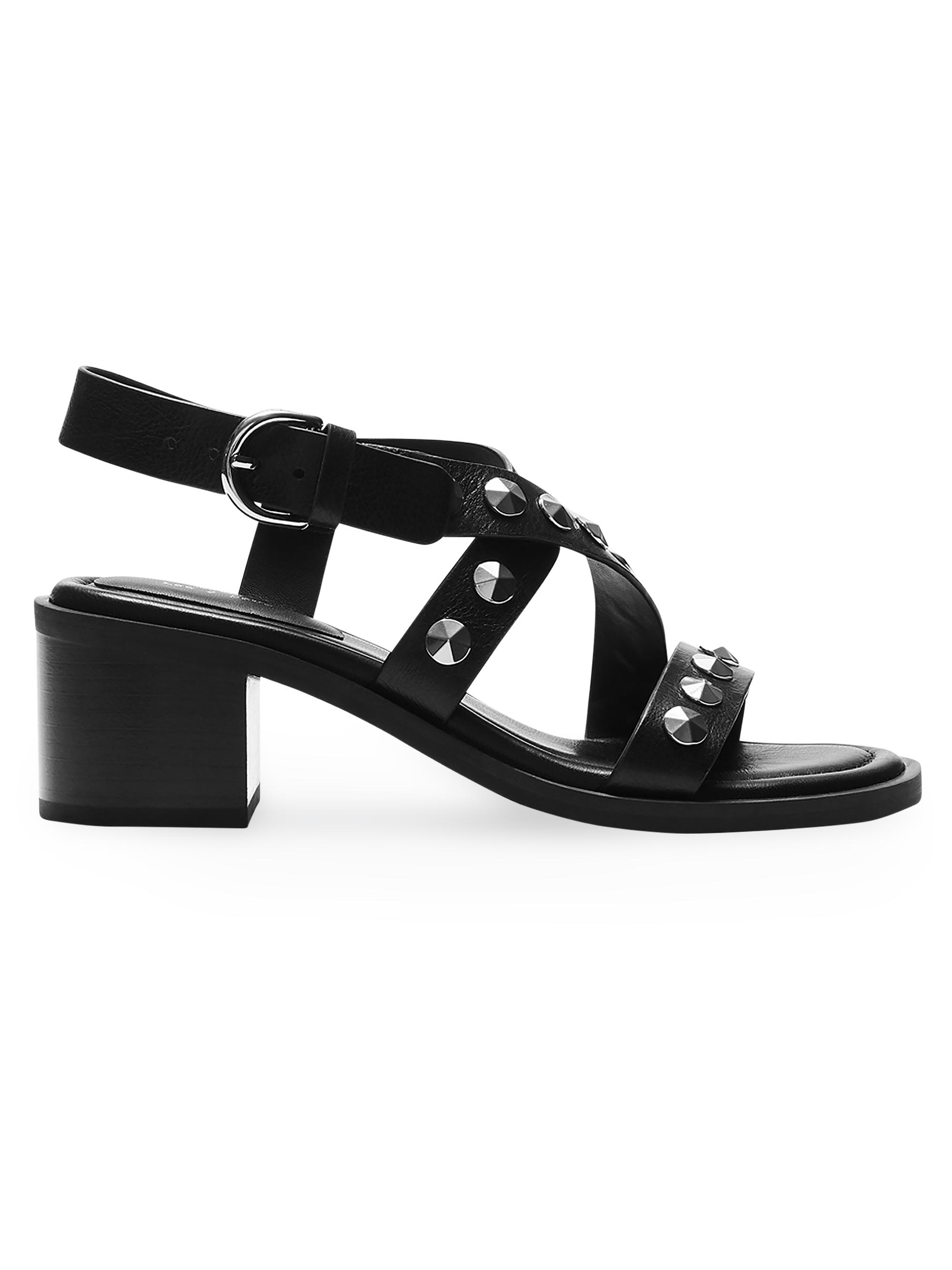 rag & bone Women's Geo 50MM Stud-Embellished Leather Sandals - Black
