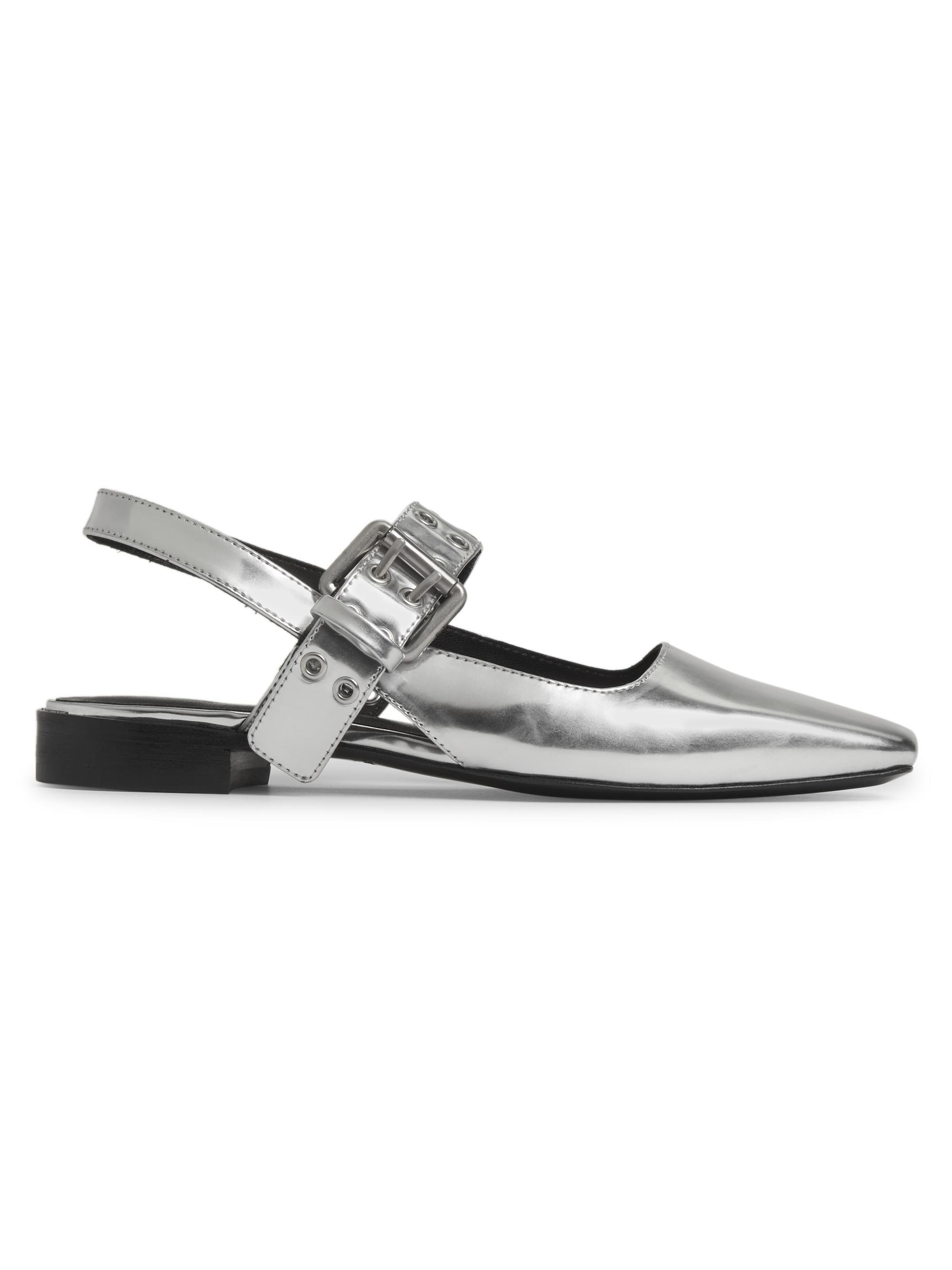 rag & bone Women's Astra Metallic Leather Slingback Flats - Silver