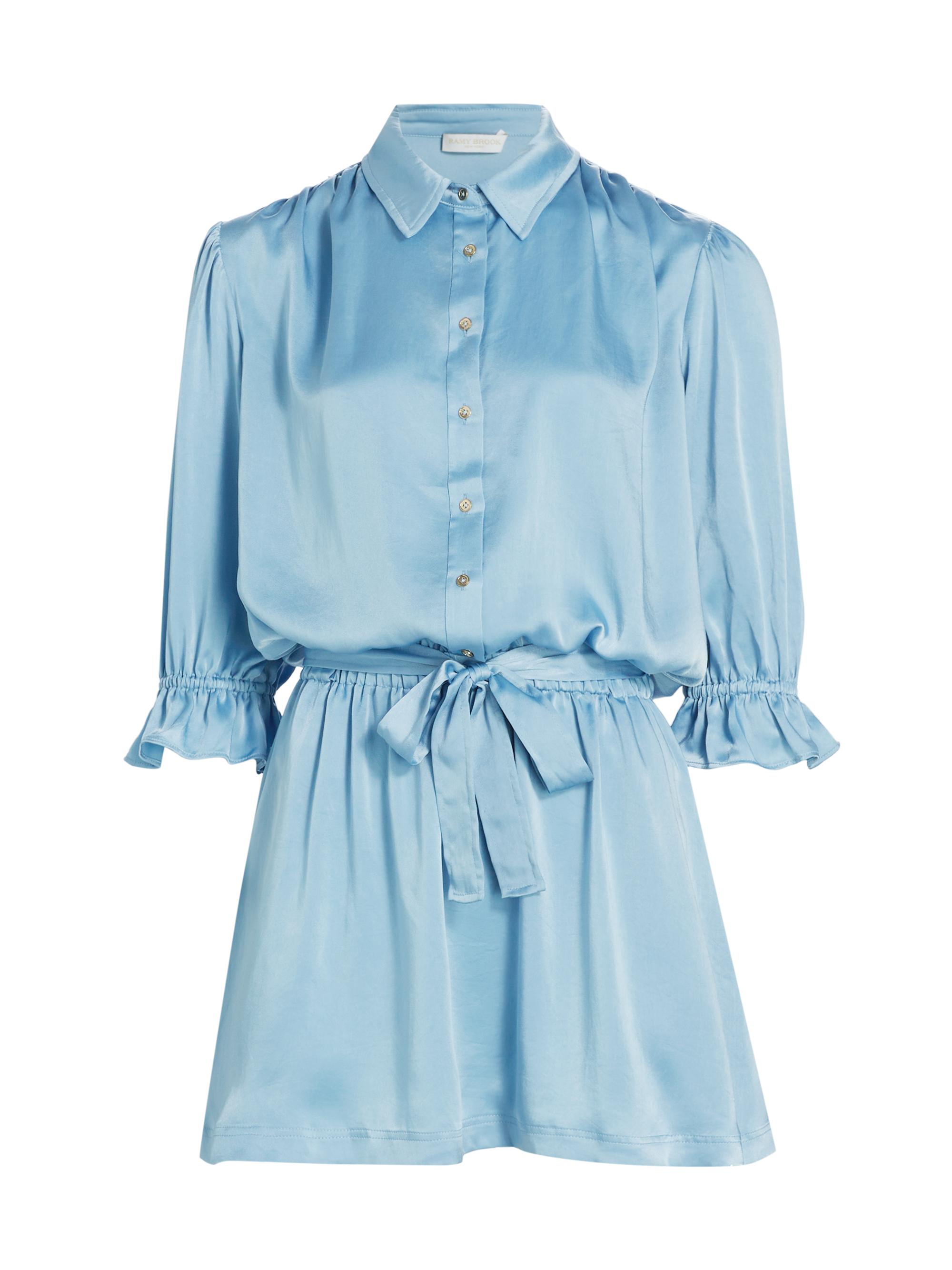 Ramy Brook Women's Sky Satin Shirtdress - Blue Quartz