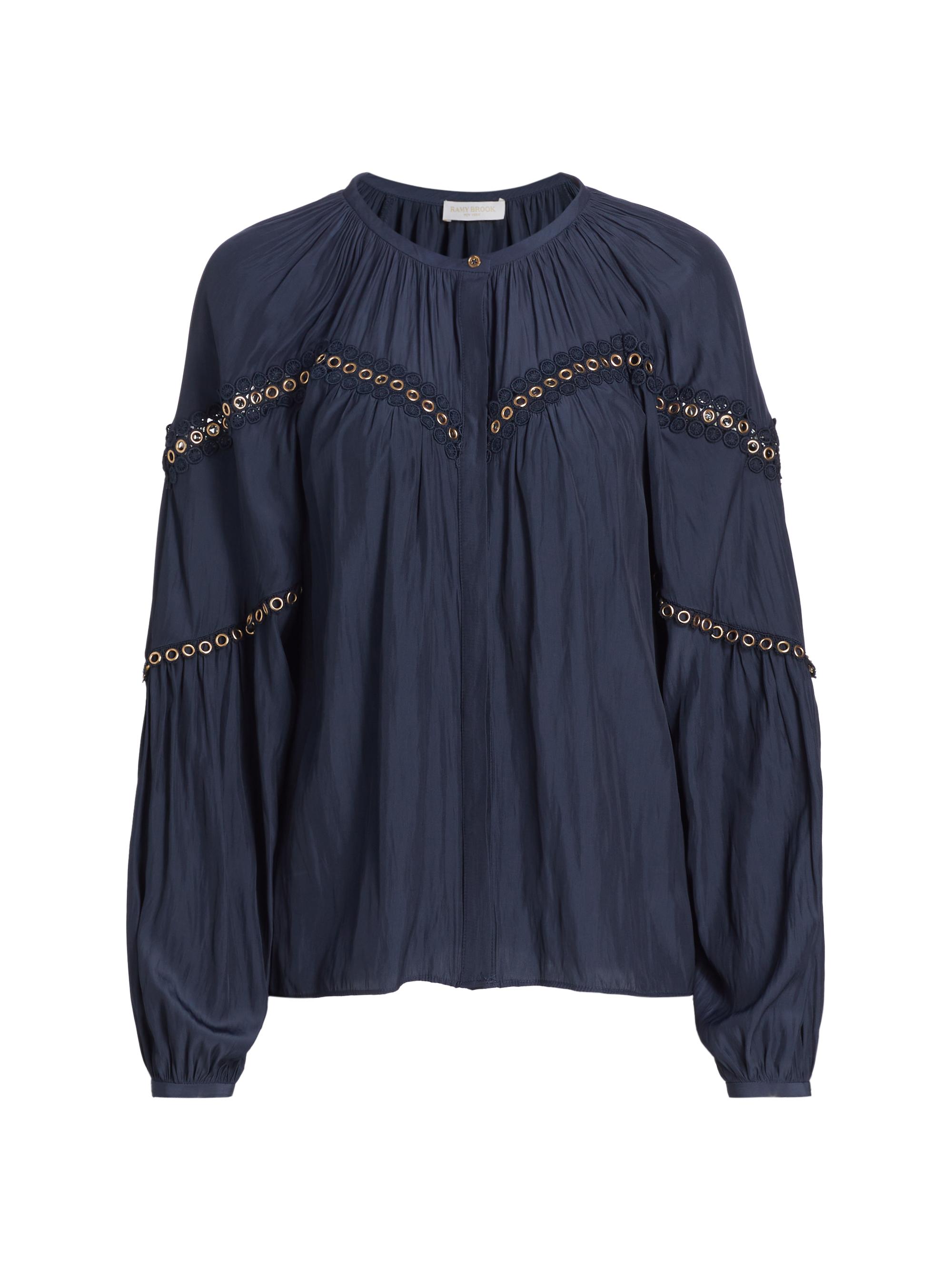 Ramy Brook Women's Harper Grommet Blouse - Navy