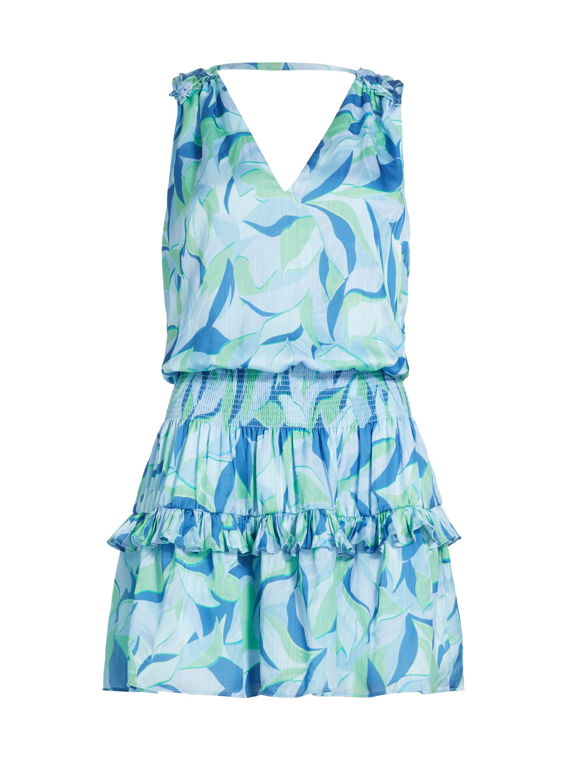 Ramy Brook Women's Kiara Sleevless Geometric Minidress - Blue Quartz Combo Leaf