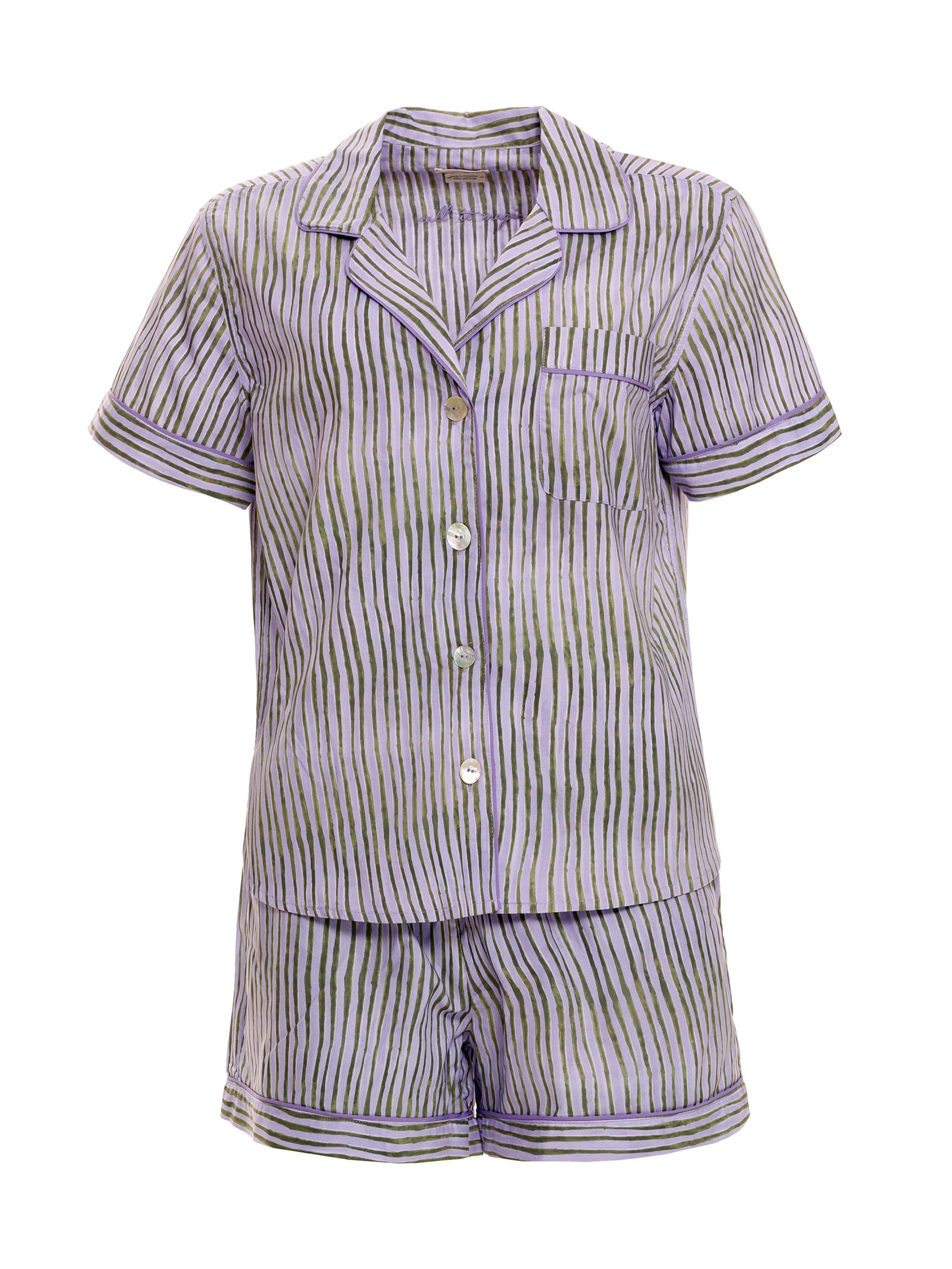 The Lazy Poet Women's Blue Serenity Nina Seagrass & Waves 2-Piece Pajama Set - Purple