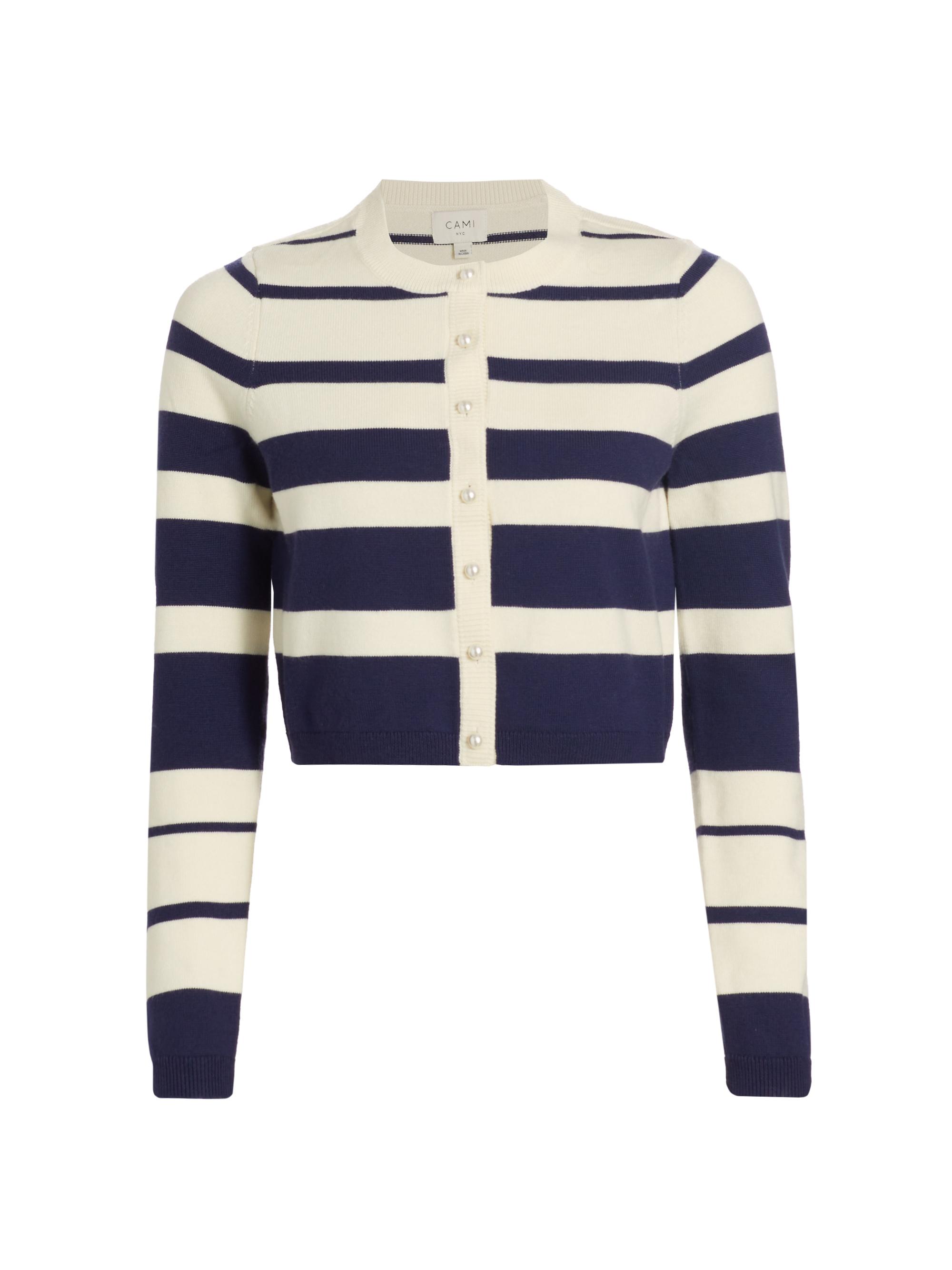 Cami NYC Women's Kimbra Stripe Wool Cardigan - Shadow Stripe