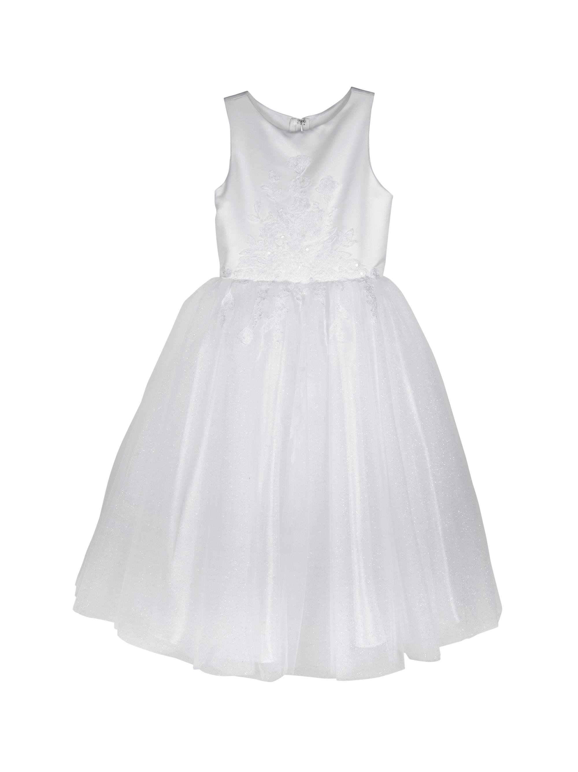 Joan Calabrese Girl's Embellished Satin & Lace Dress - White