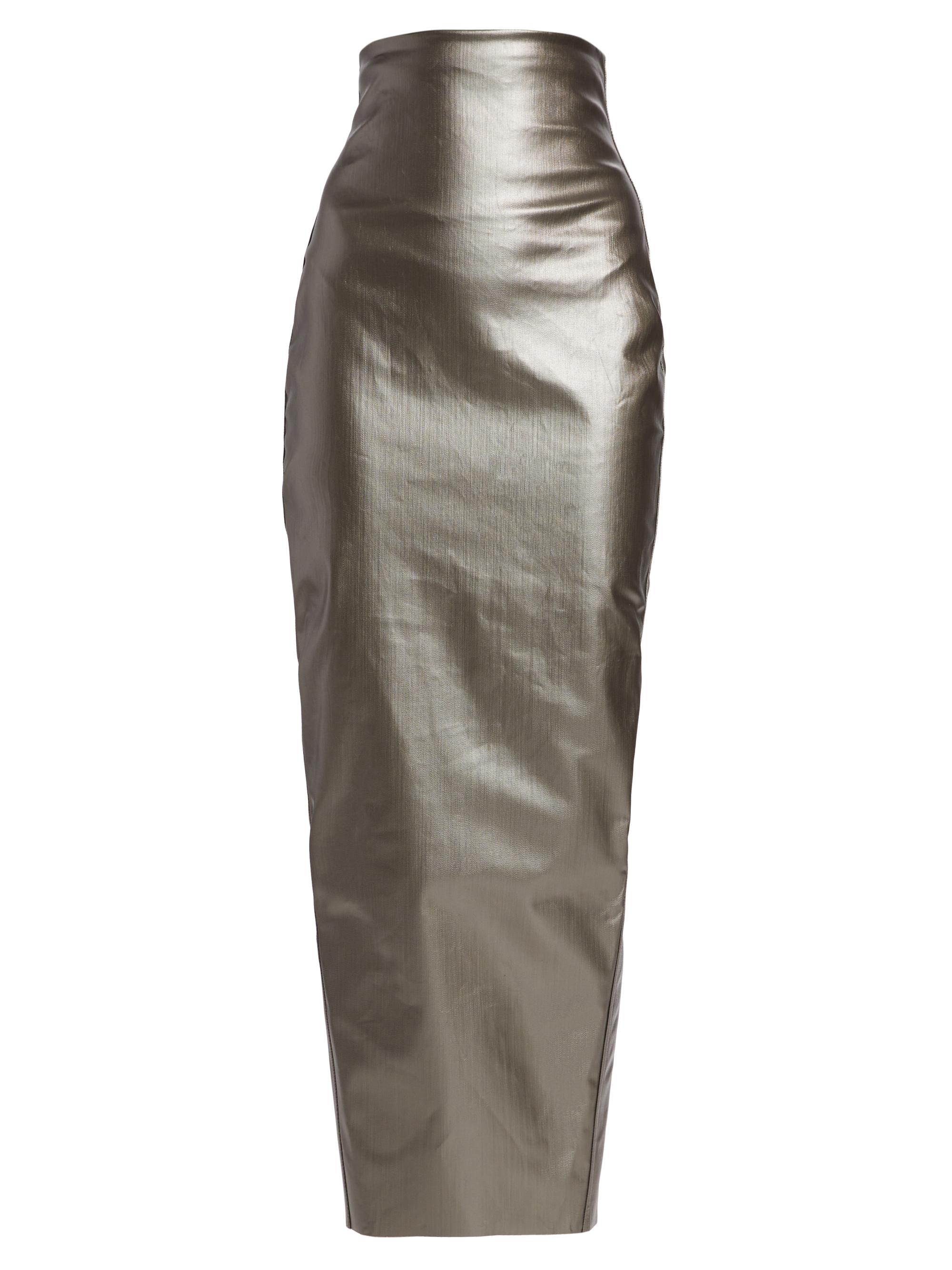 Rick Owens Women's Dirt Pillar Metallic Maxi Skirt - Gun Metal