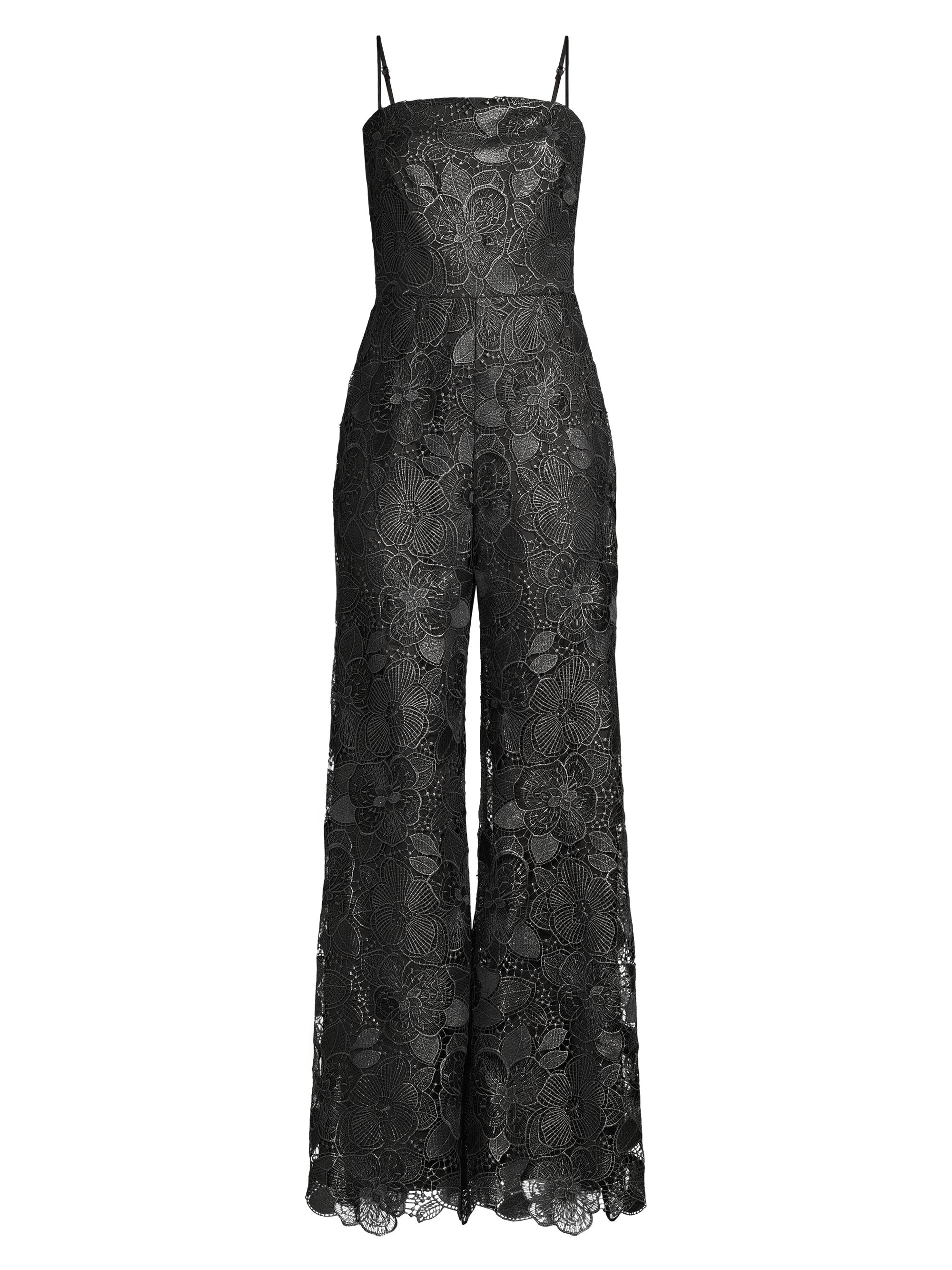 Ungaro Women's Lay Floral Lace Jumpsuit - Black Silver