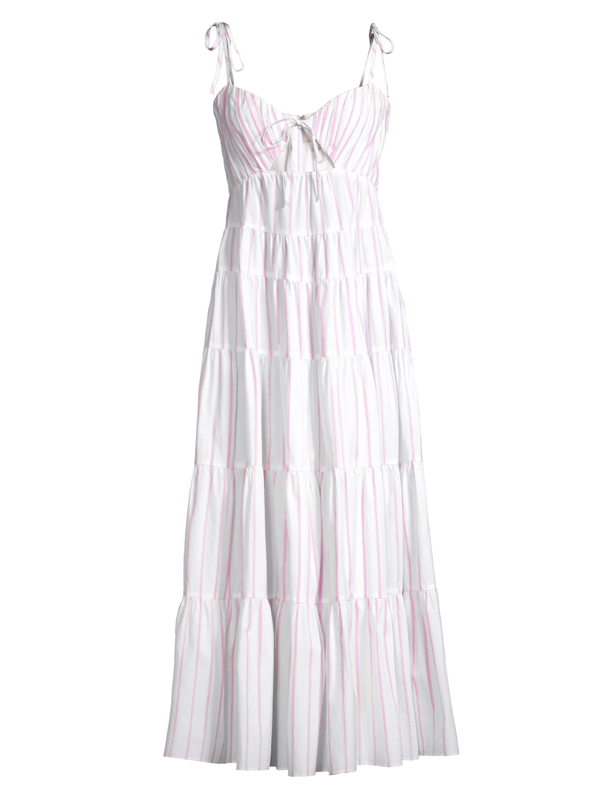 CINQ A SEPT Women's A La Plage Ryley Striped Cotton-Blend Midi Dress - White Bubblegum