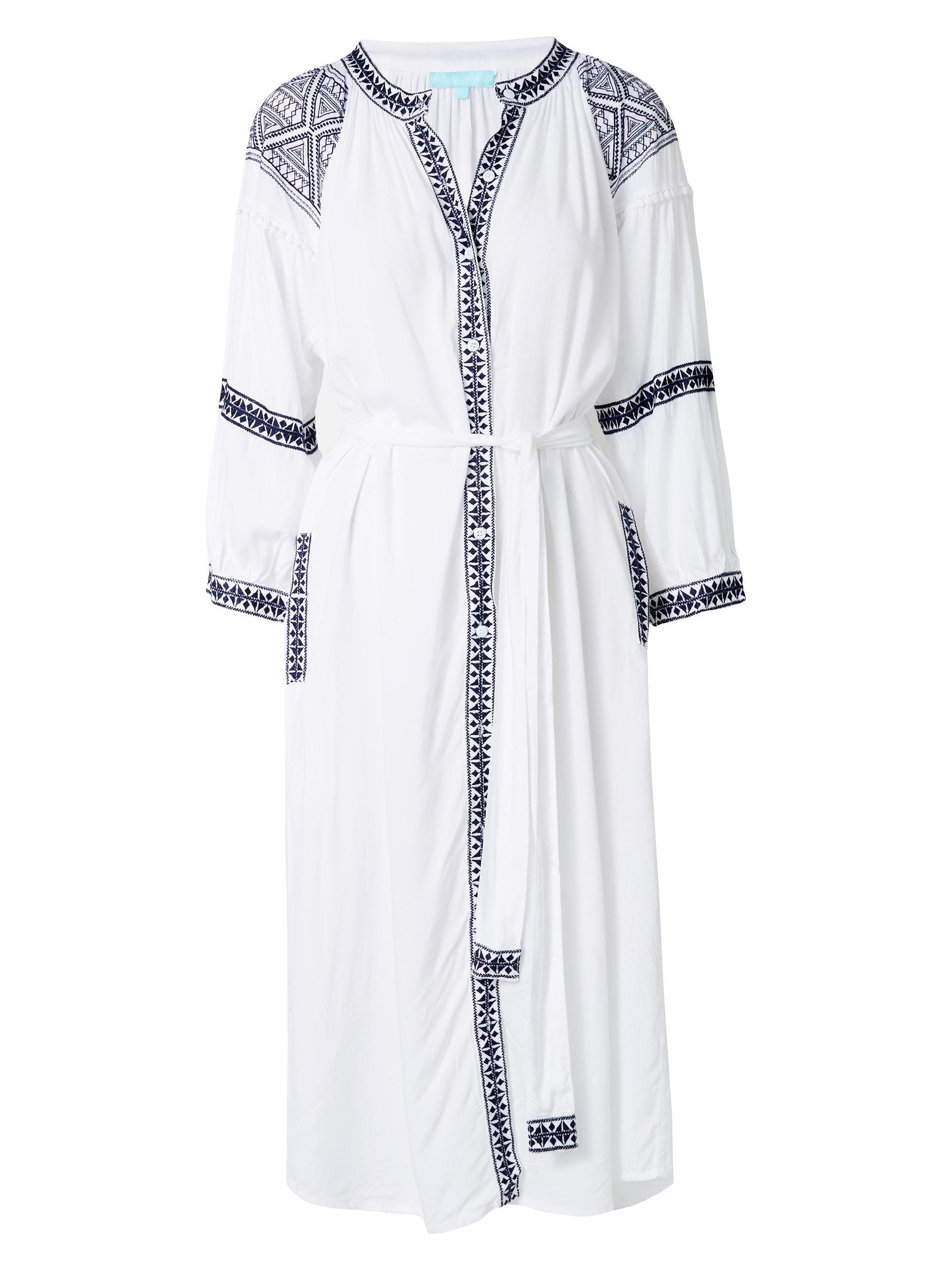 Melissa Odabash Women's Ally Embroidered Caftan Cover-Up - White Navy