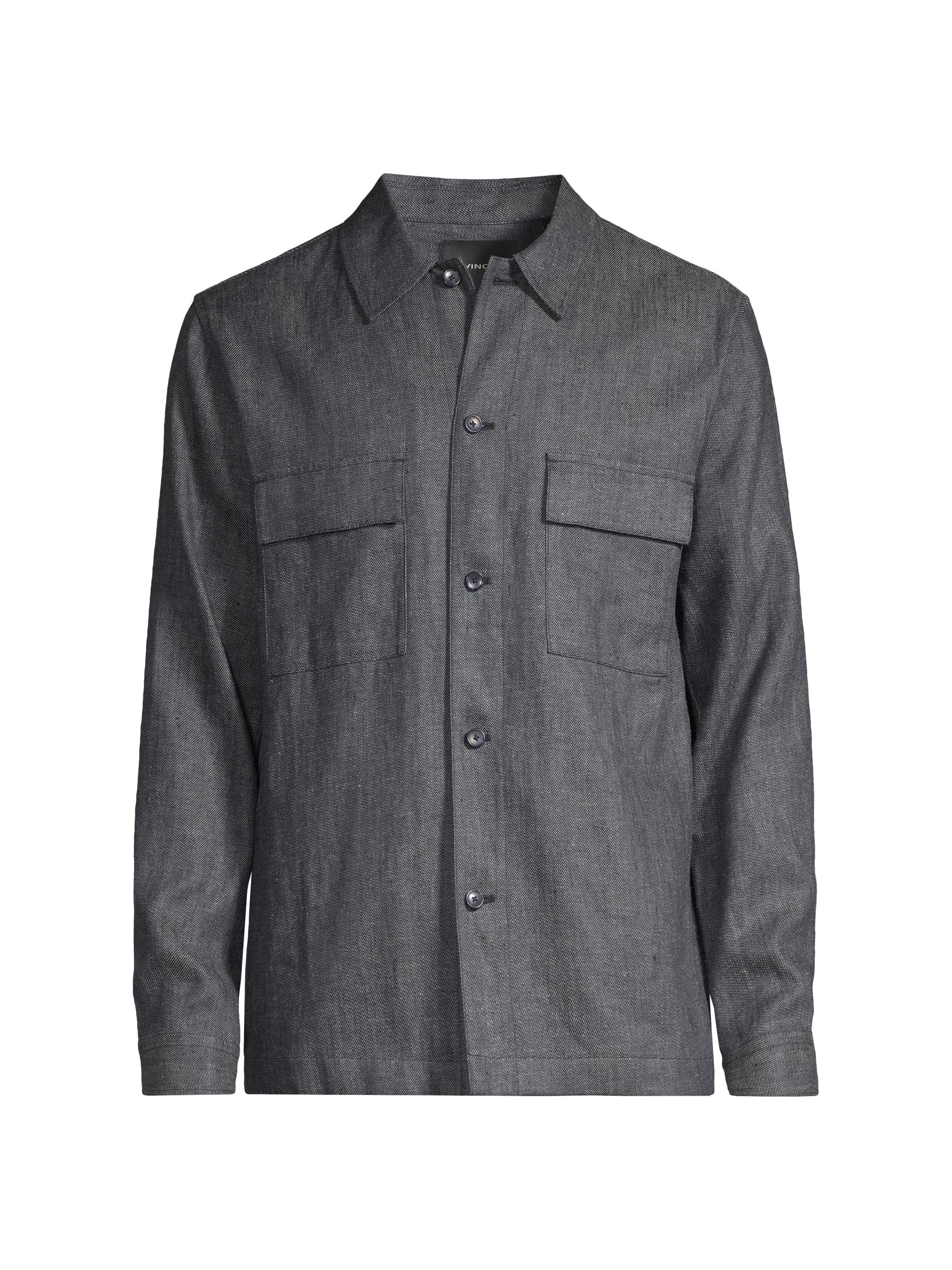 Vince Men's Linen-Blend Twill Shirt Jacket - Dark Indigo