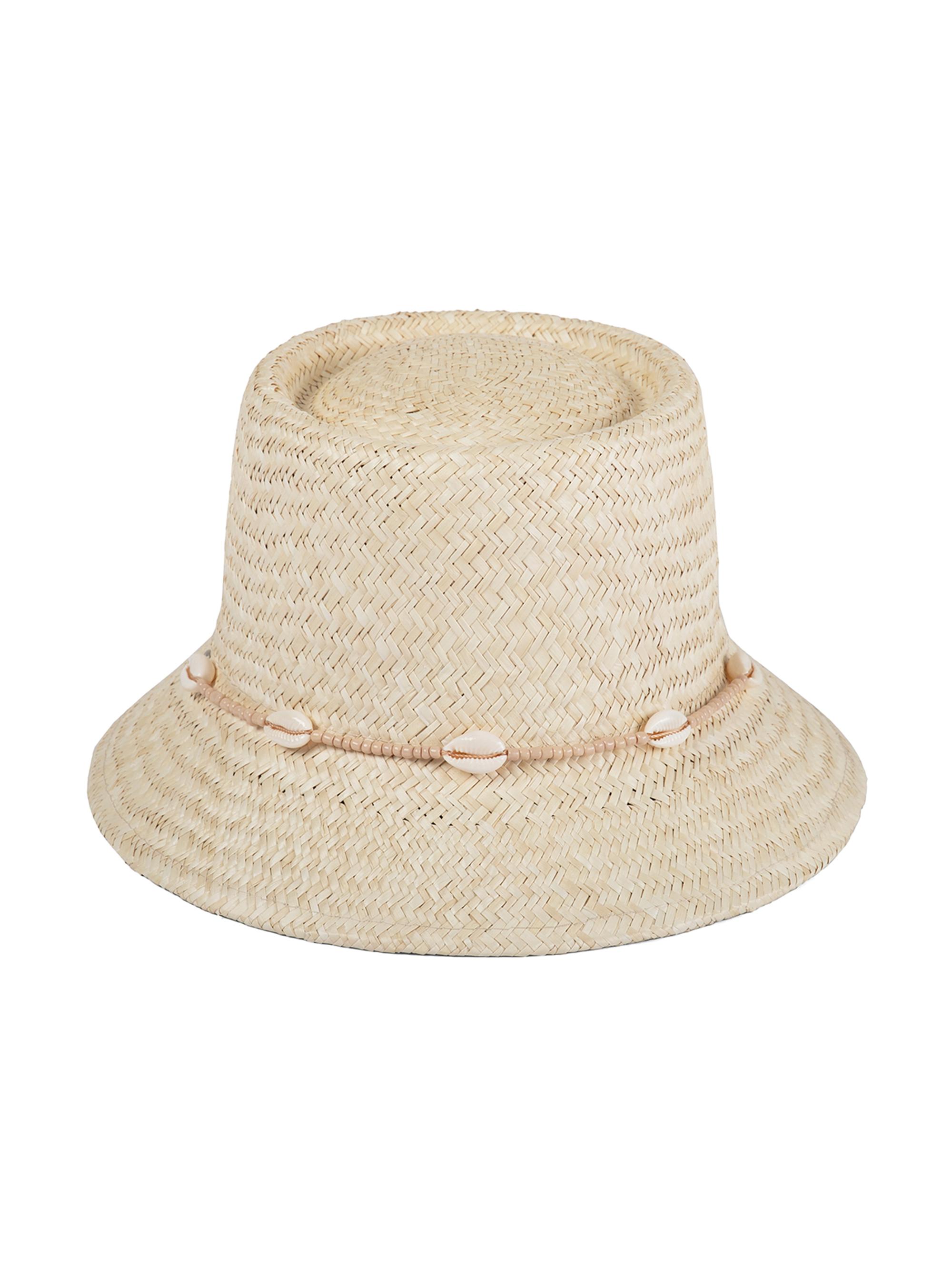 Lack of Color Women's Seashell-Embellished Straw Bucket Hat - Natural