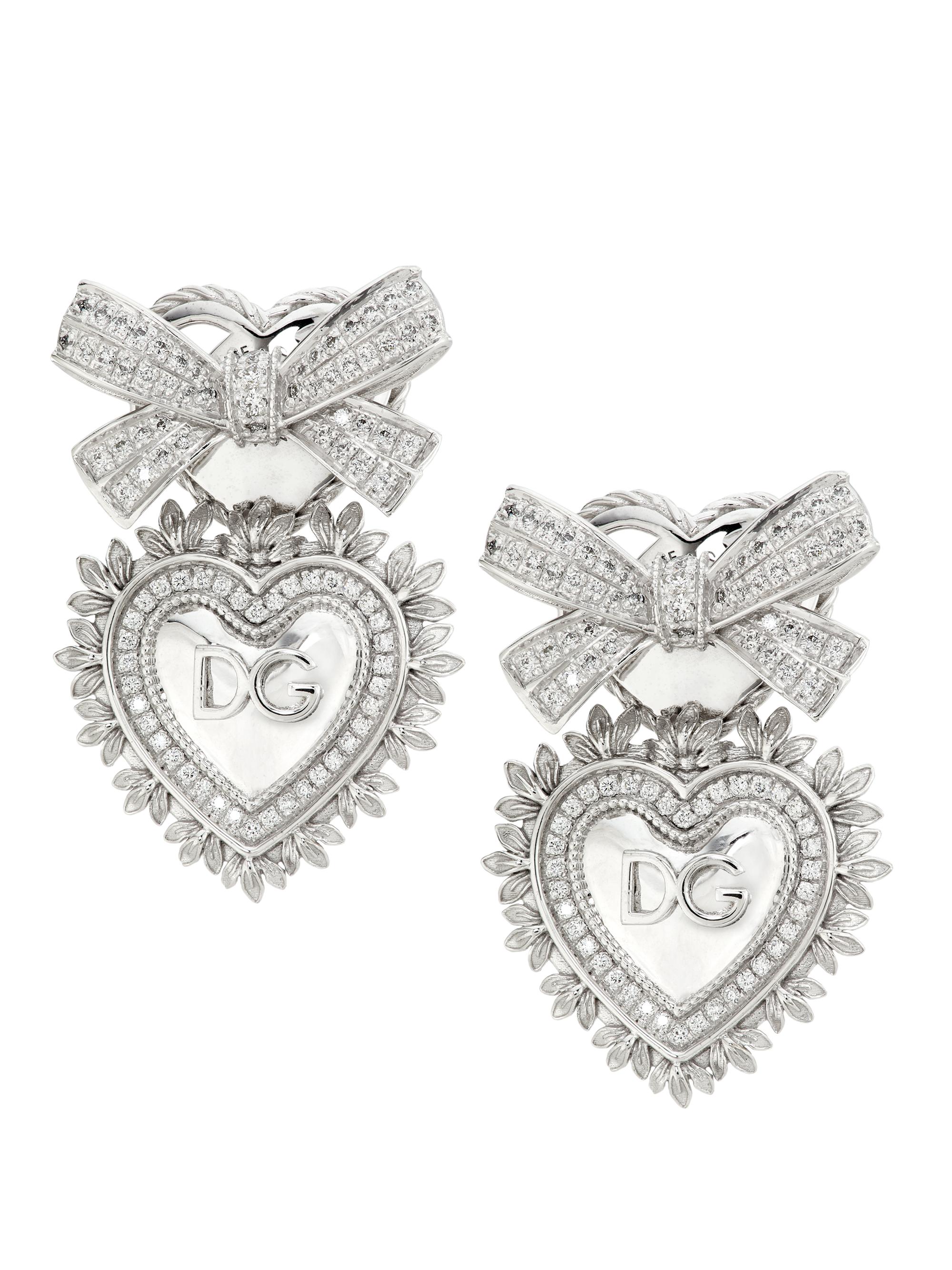 Dolce & Gabbana Women's Devotion 18K White Gold & 0.45 TCW Diamond Heart Ear Jackets - White Gold