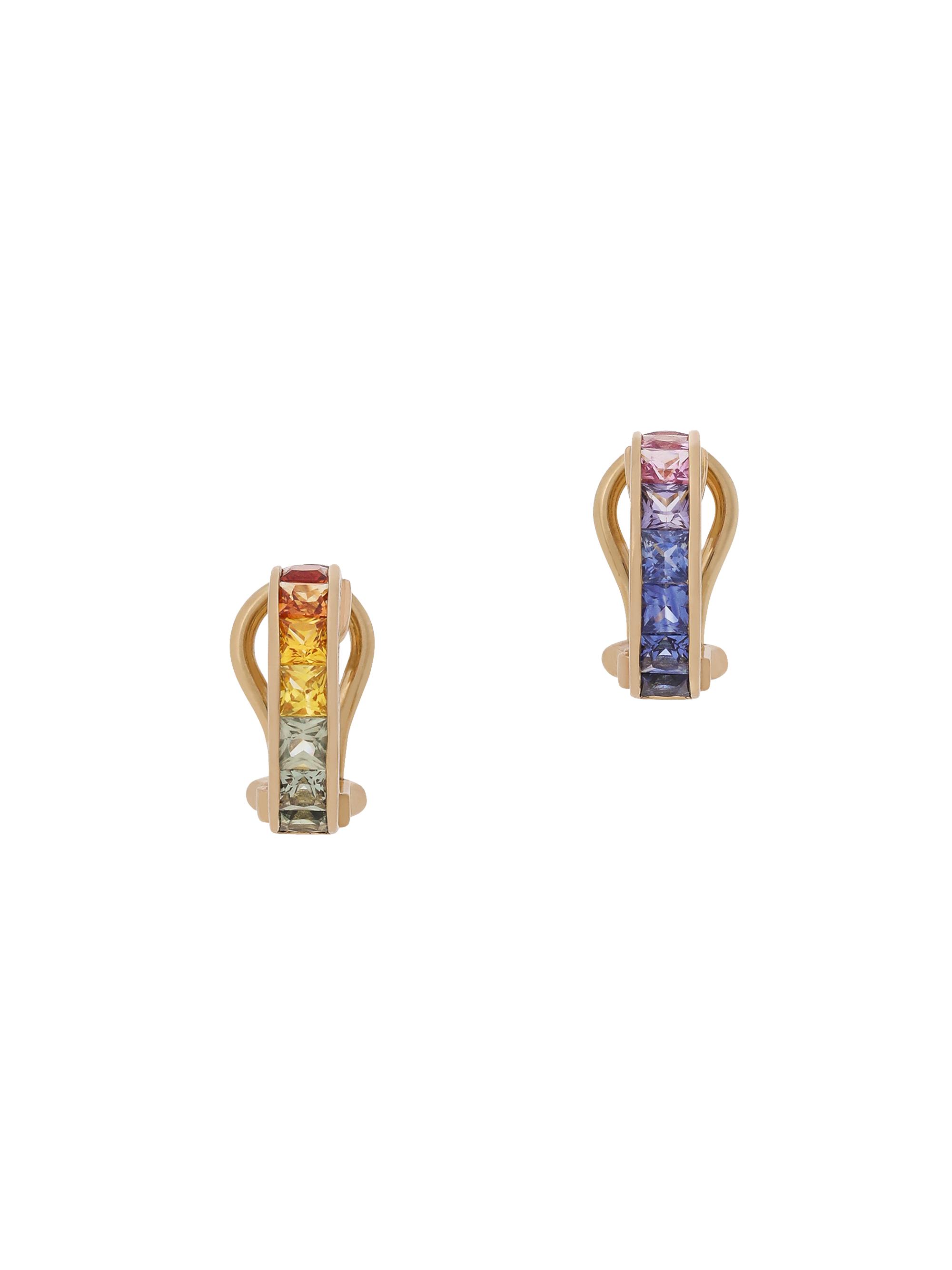 Dolce & Gabbana Women's Rainbow 18K Yellow Gold & Multicolored Sapphire Huggie Hoop Earrings - Gold