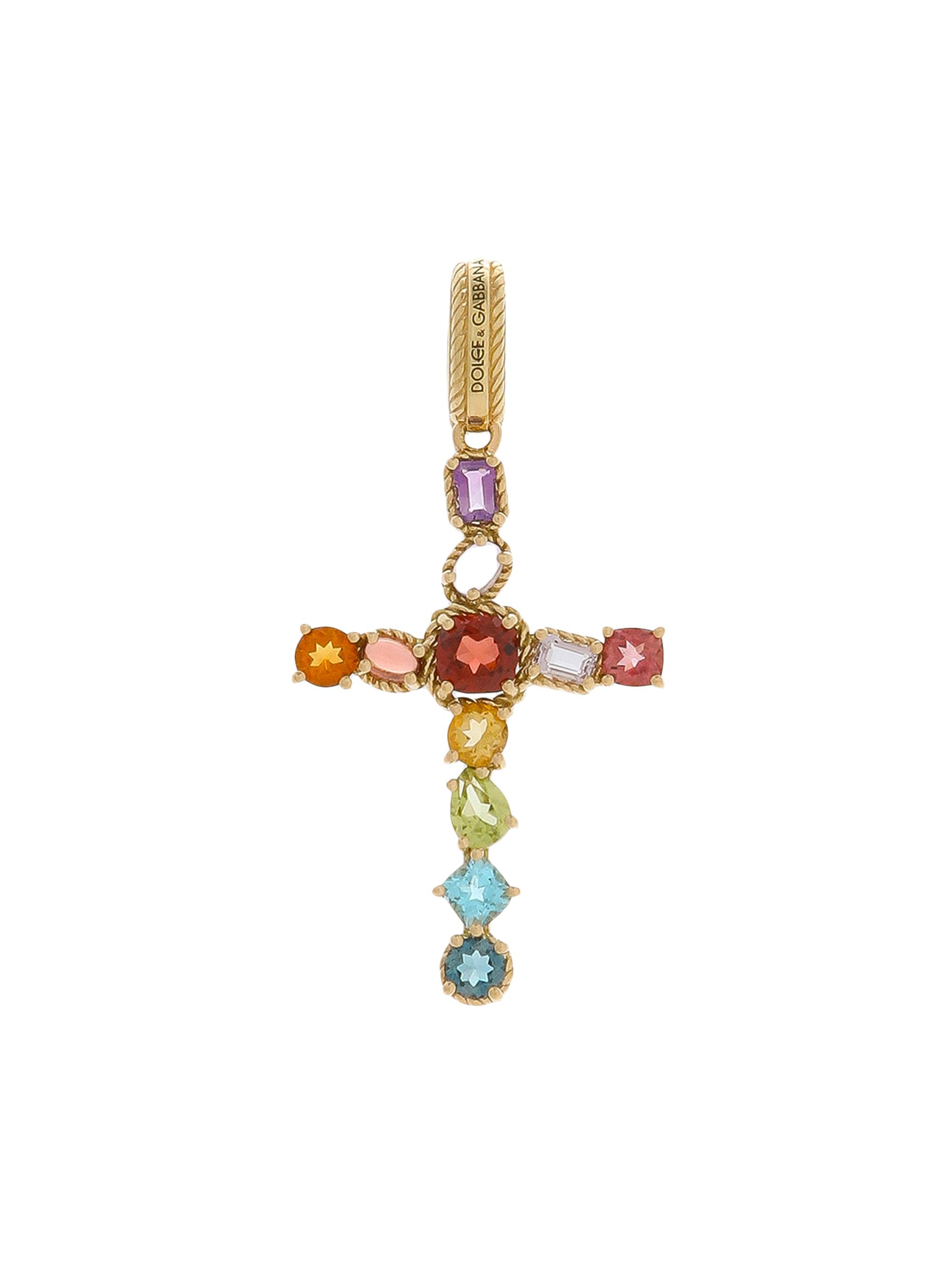 Dolce & Gabbana Women's Rainbow 18K Yellow Gold & Multi-Gemstone Cross Pendant - Gold
