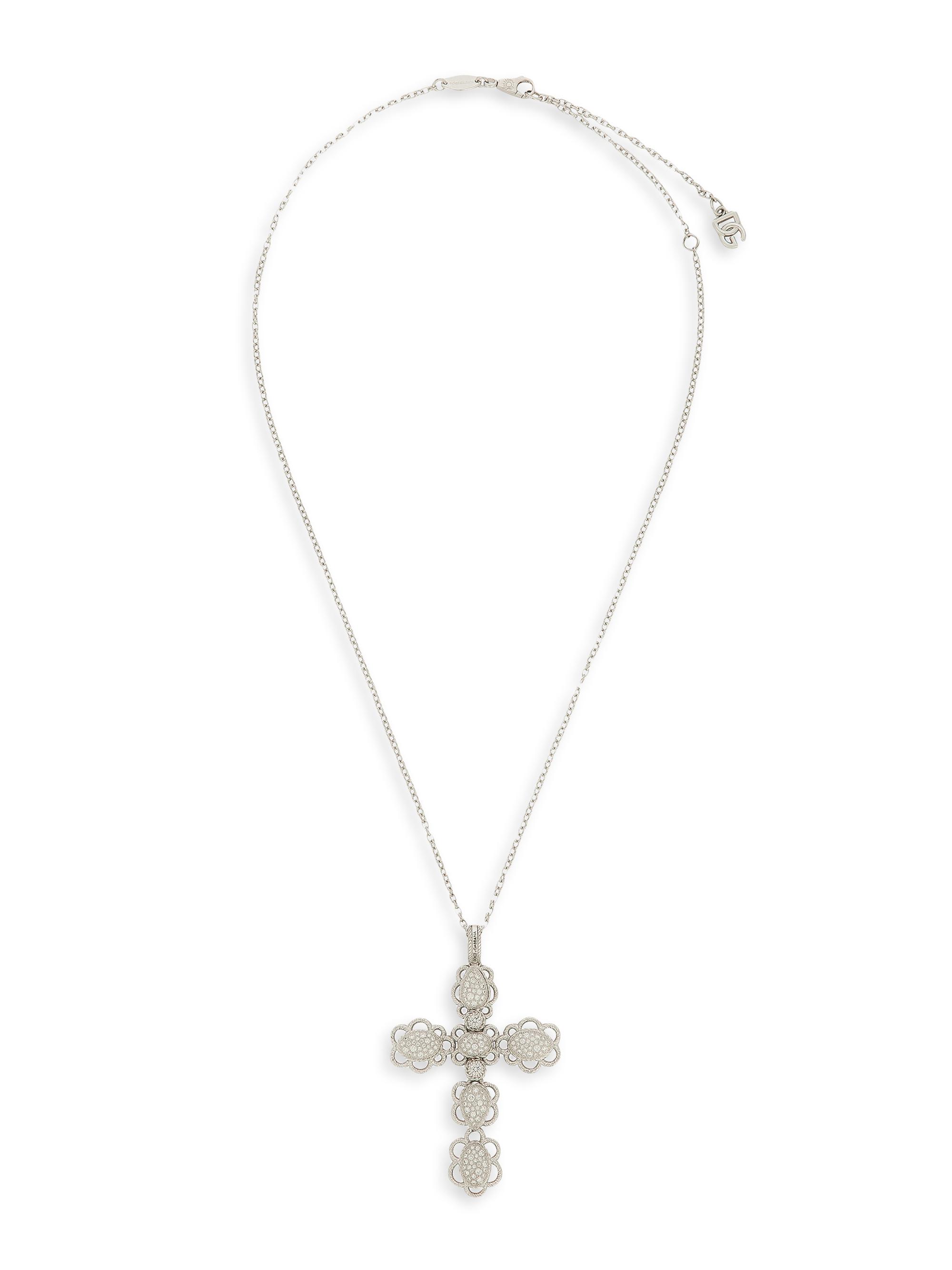 Dolce & Gabbana Women's Easy Diamond 18K White Gold & 0.95 TCW Diamond Cross Pendant Necklace - White Gold
