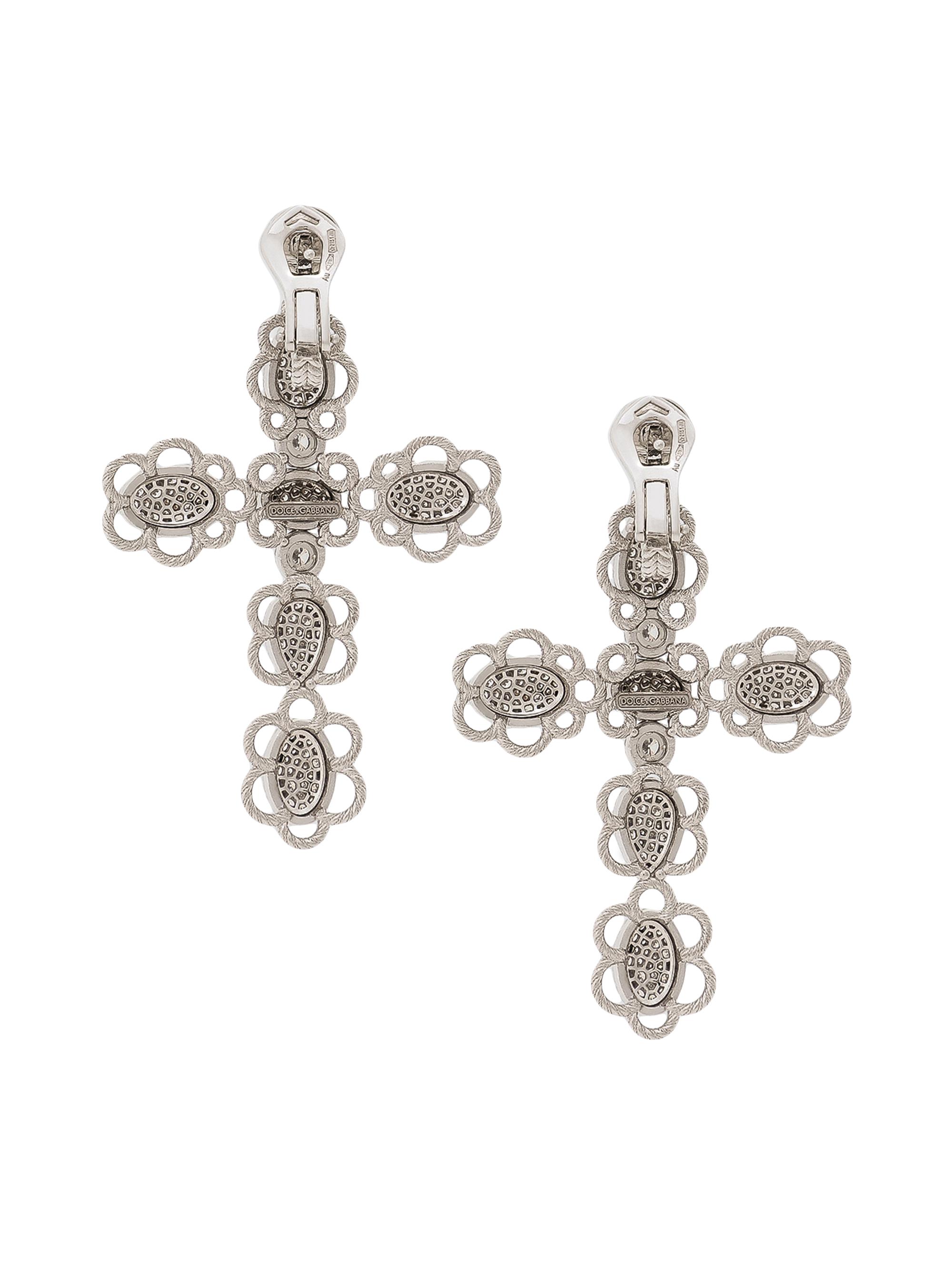 Dolce & Gabbana Women's Easy Diamond 18K White Gold & 2.10 TCW Diamond Cross Drop Earrings - White Gold