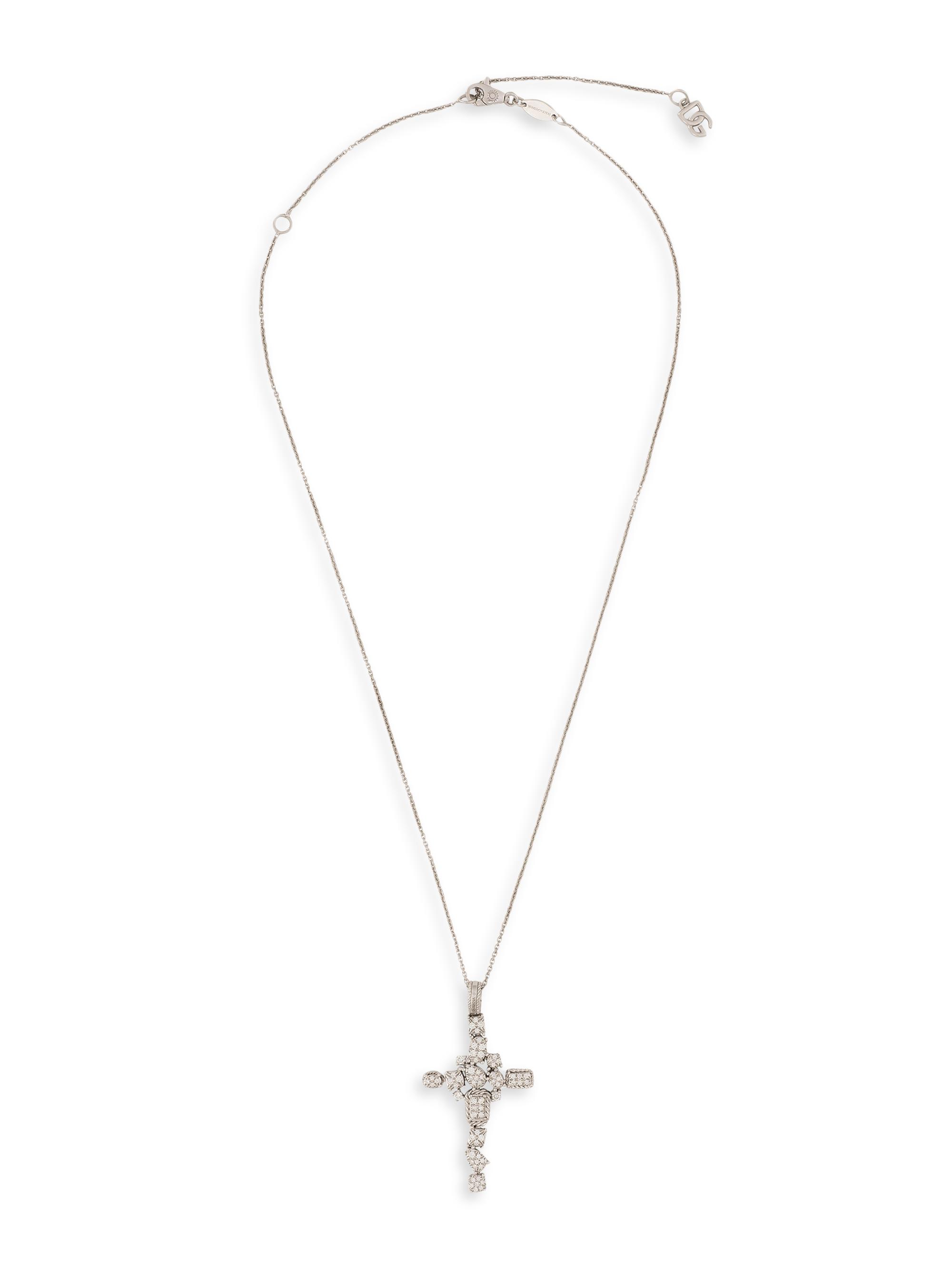Dolce & Gabbana Women's Easy Diamond 18K White Gold & 0.40 TCW Diamond Cross Pendant Necklace - White Gold