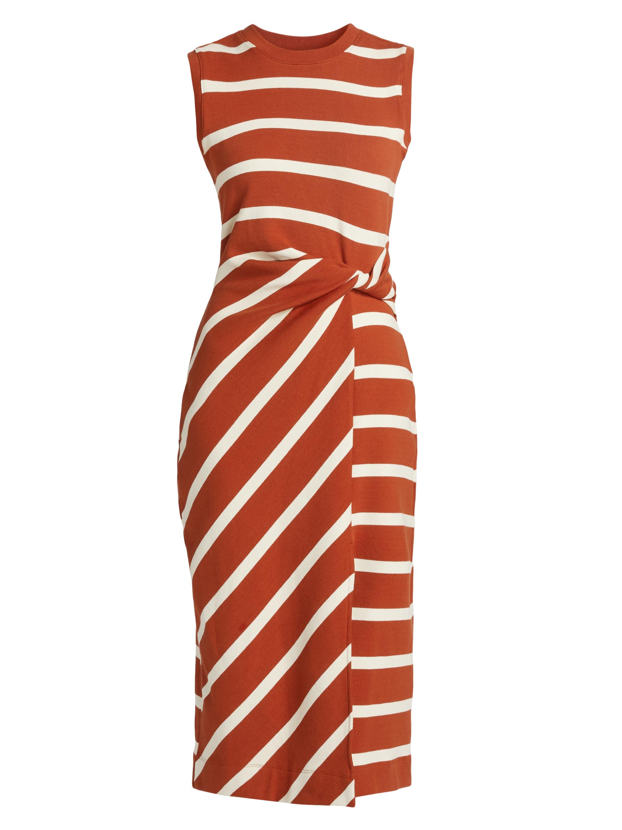 Tanya Taylor Women's Cody Striped Sleeveless Dress - Brick Cream Wide Stripe
