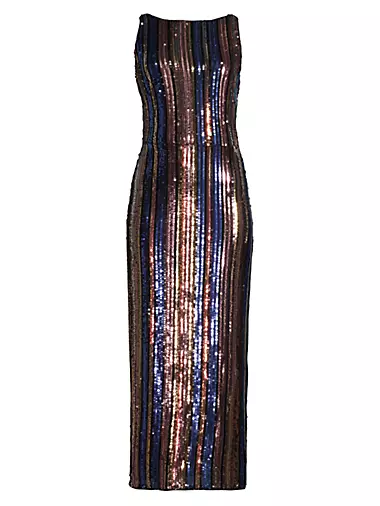 Sequined Stripe Midi-Dress