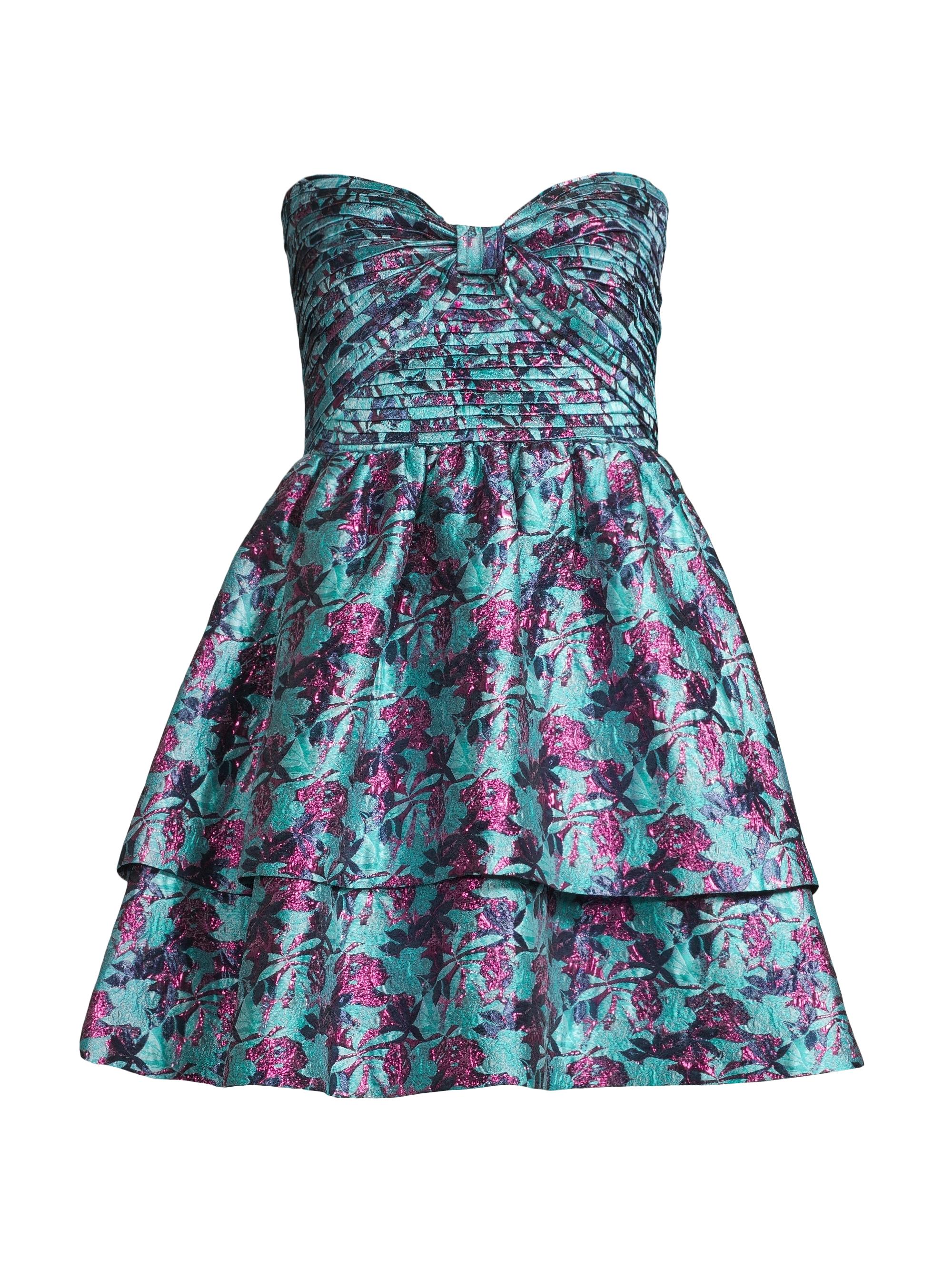 One33 Social Women's Floral Jacquard Strapless Minidress - Blue Multi