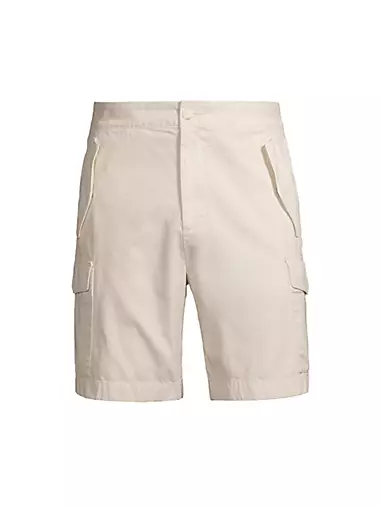 Cream Soft Twill Blend Oversized Cargo Long Shorts