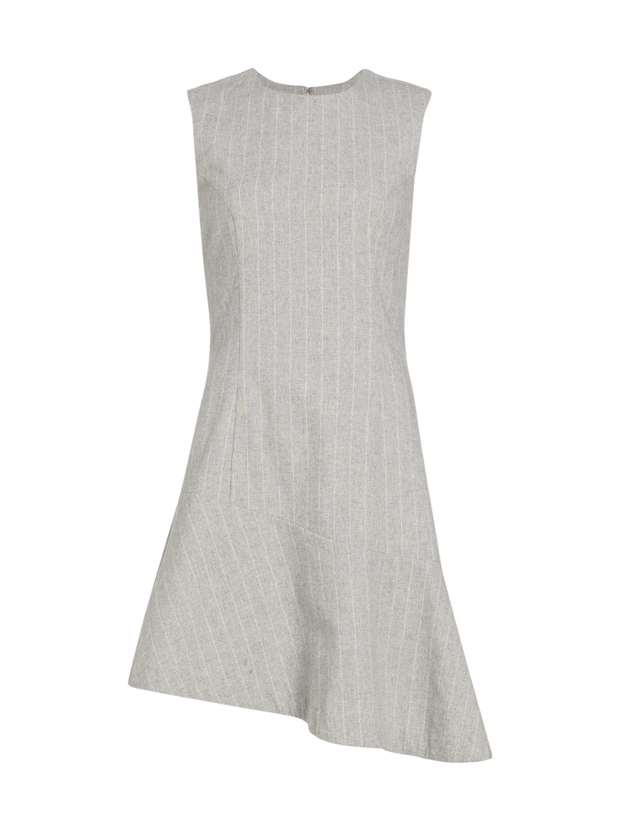 Derek Lam 10 Crosby Women's Mei Pinstripe Asymmetric Minidress - Grey White