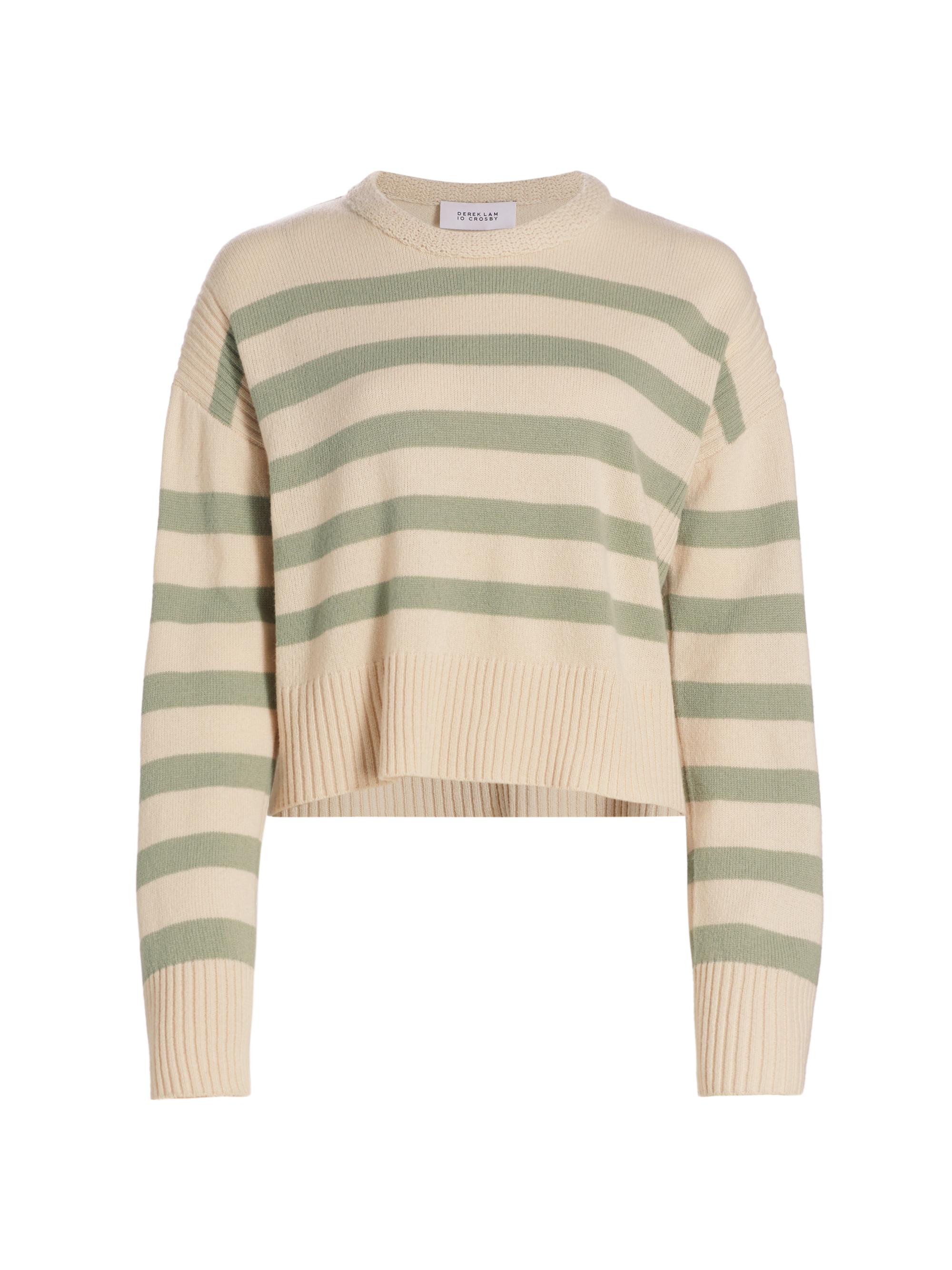 Derek Lam 10 Crosby Women's Farah Stripe Wool Sweater - Buttermilk Sage