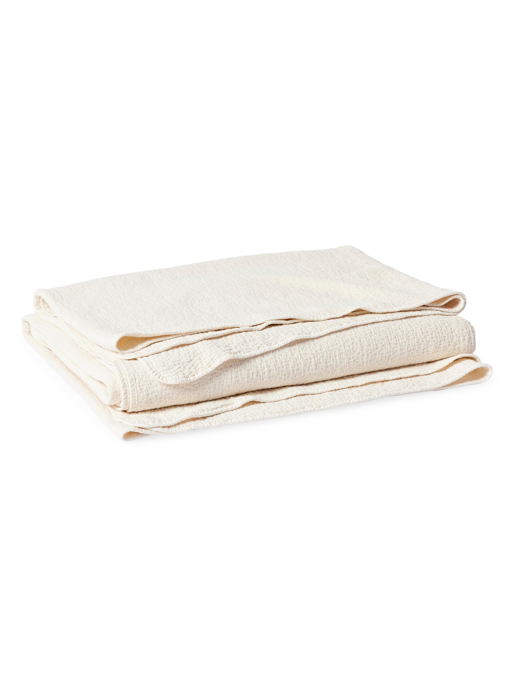 Coyuchi Cascade Organic Matelasse Blanket - Stone Twin