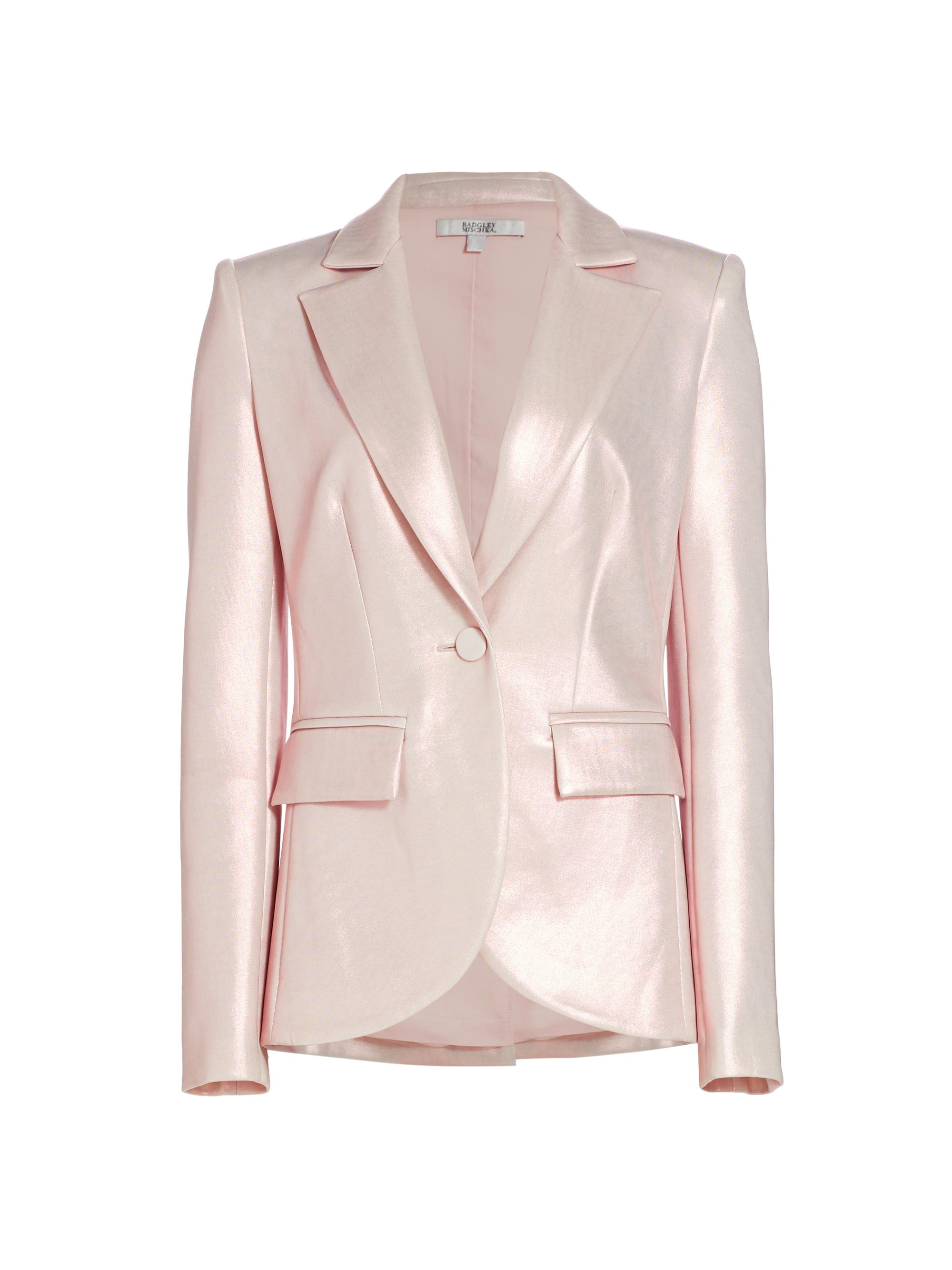 Badgley Mischka Women's Satin Single-Breasted Blazer - Pink