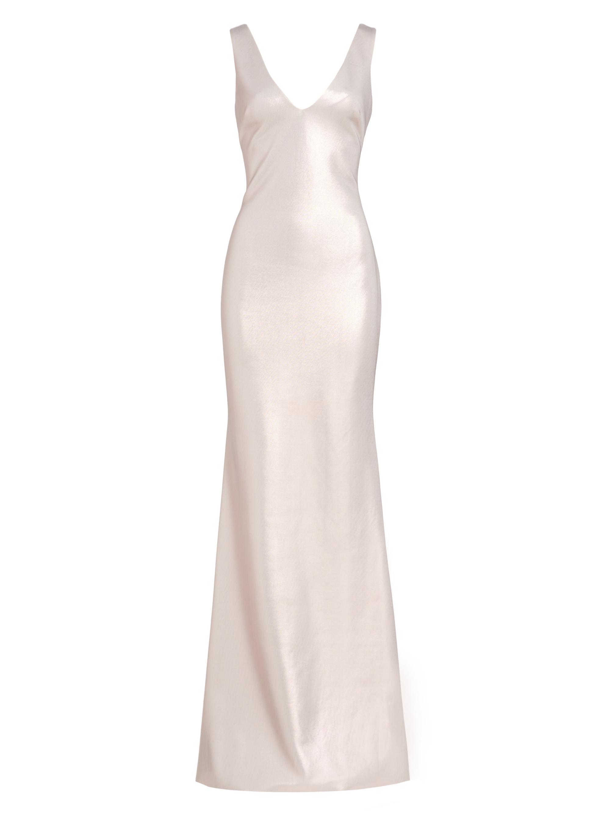 Badgley Mischka Women's Satin V-Neck Sleeveless Gown - Pink