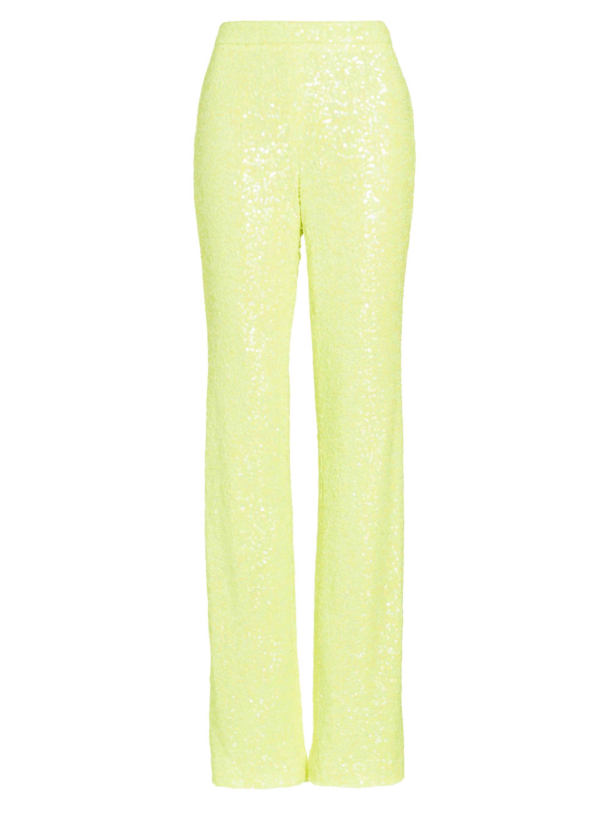 Badgley Mischka Women's Sequined Straight-Leg Pants - Lime