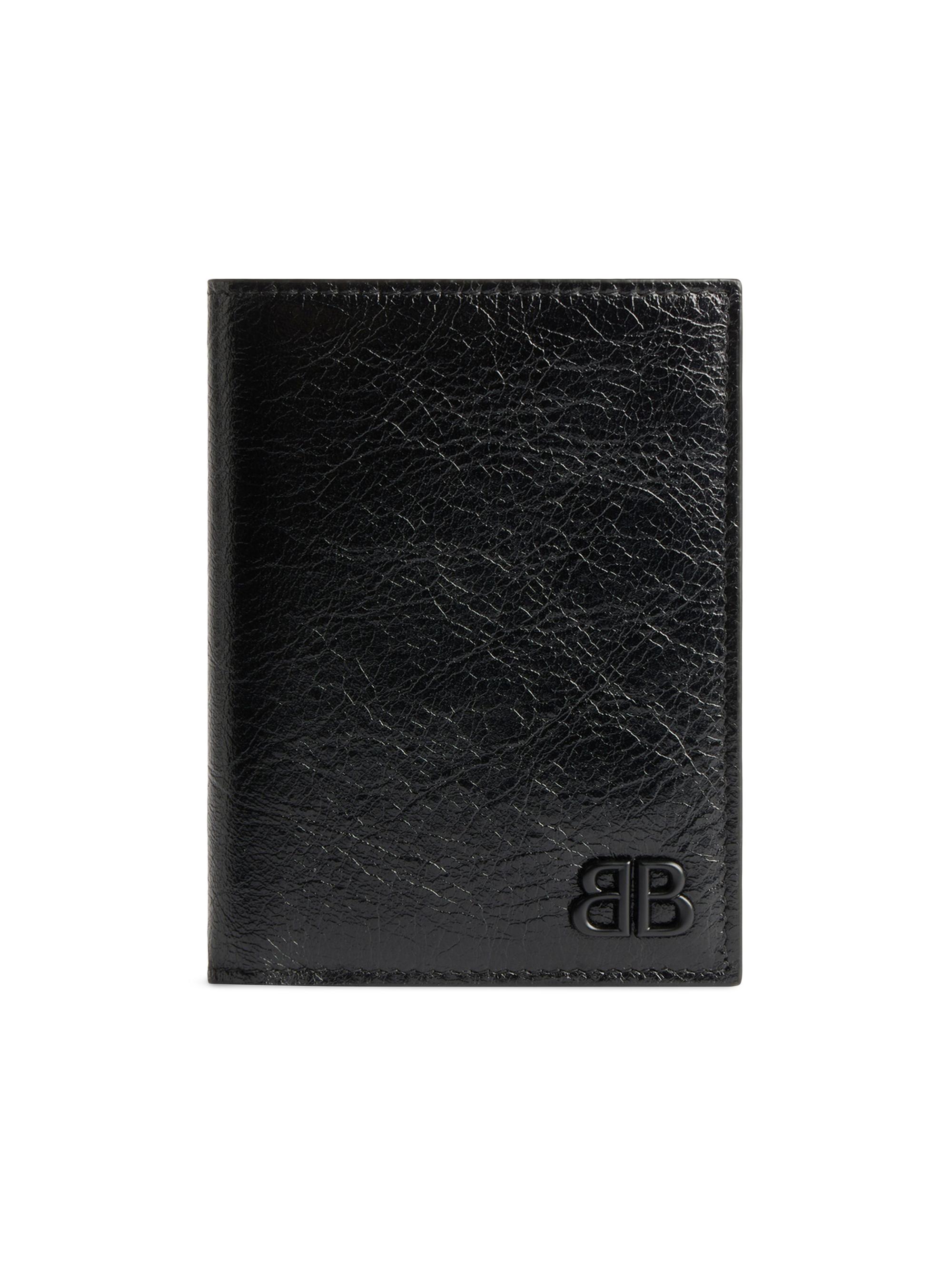 Balenciaga Men's Monaco Vertical Bifold Wallet - Black