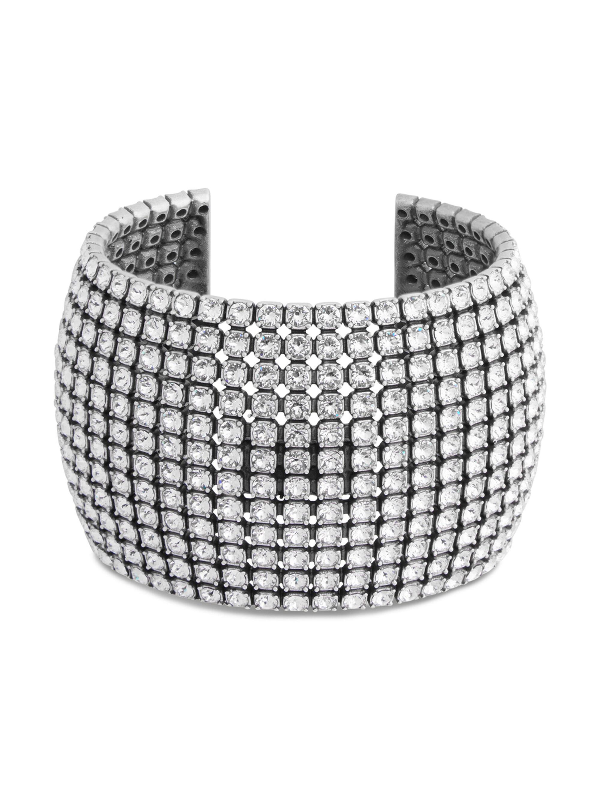 Balenciaga Women's Glam Crystal Cuff - Antique Silver