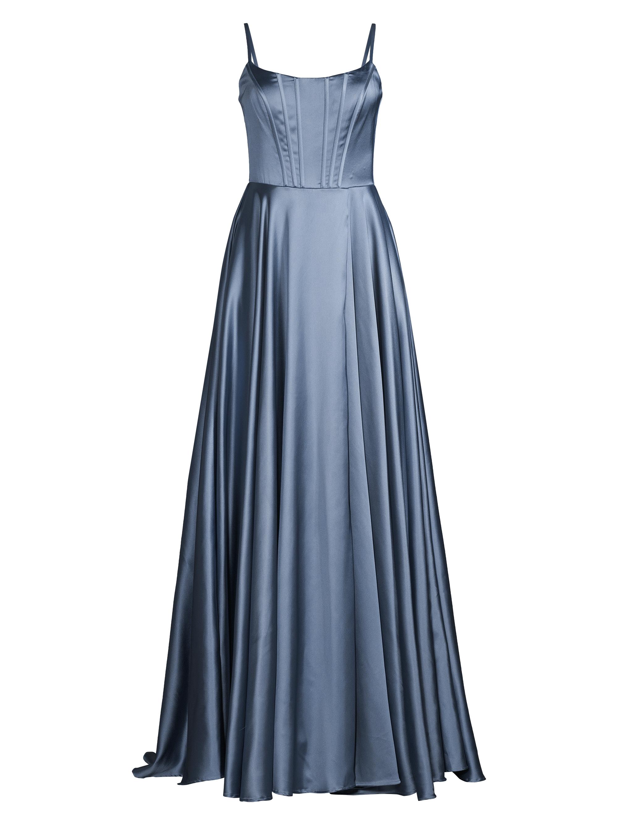 Basix Women's Corset Satin Gown - Steel Blue