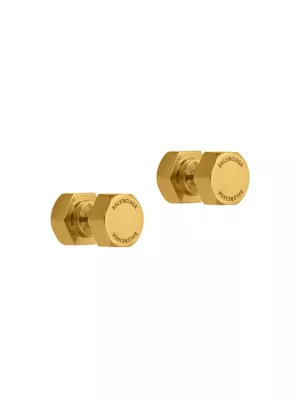 Balenciaga double-logo earrings - Gold