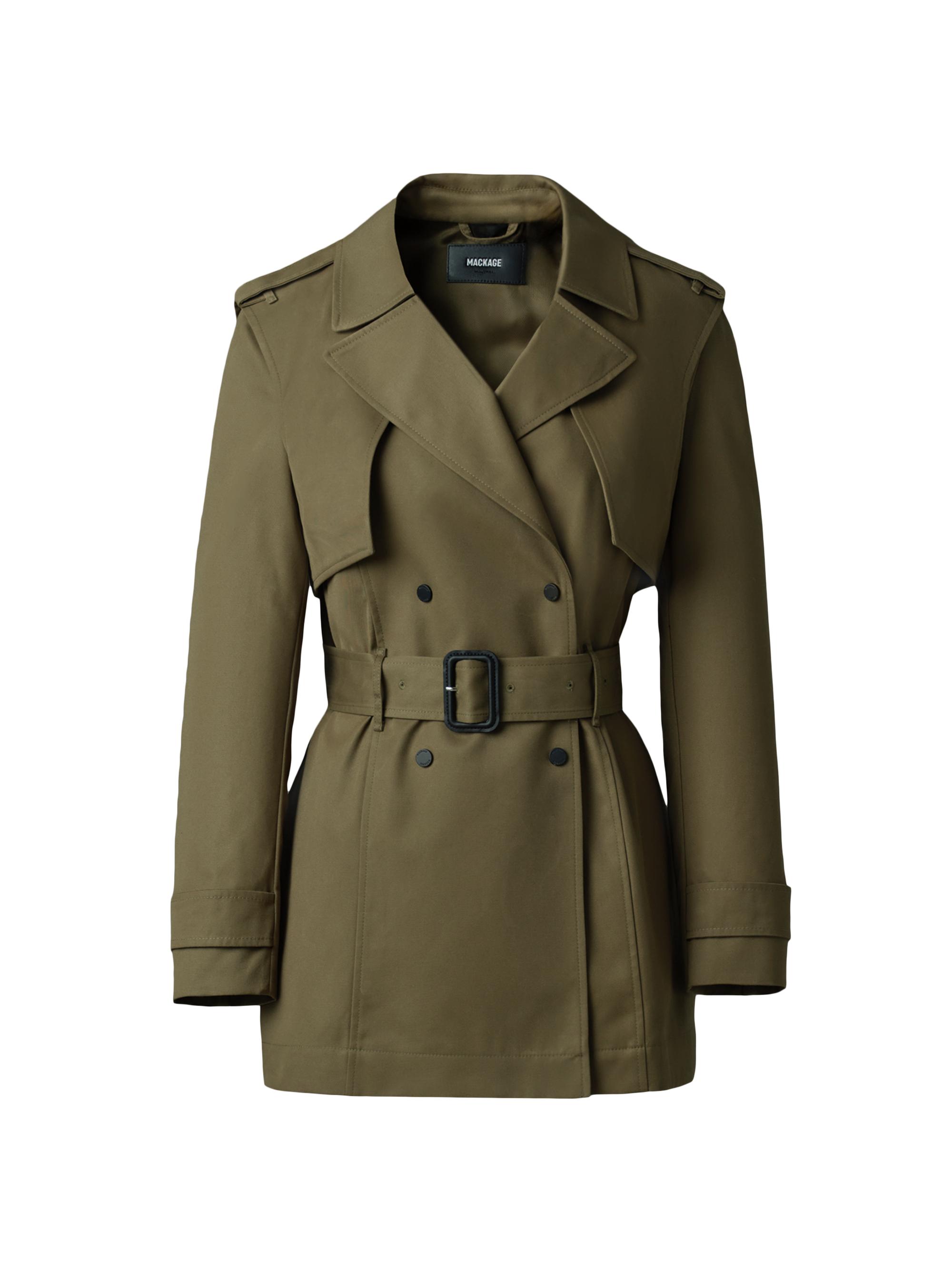 Mackage Women's Adva Mid-Length Buckled Trench Jacket - Light Military