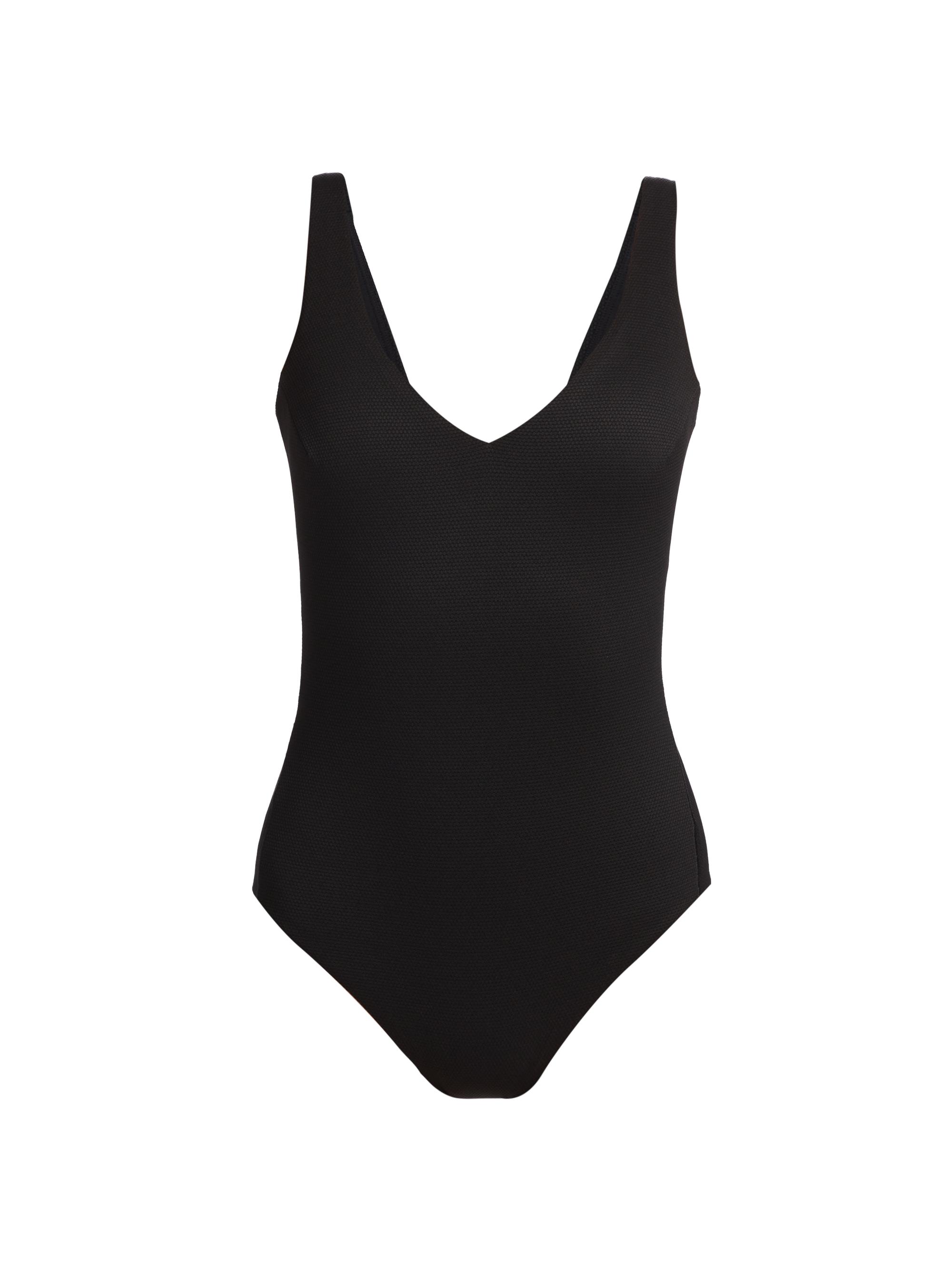 Spanx Women's Piqué Shaping One-Piece Swimsuit - Very Black