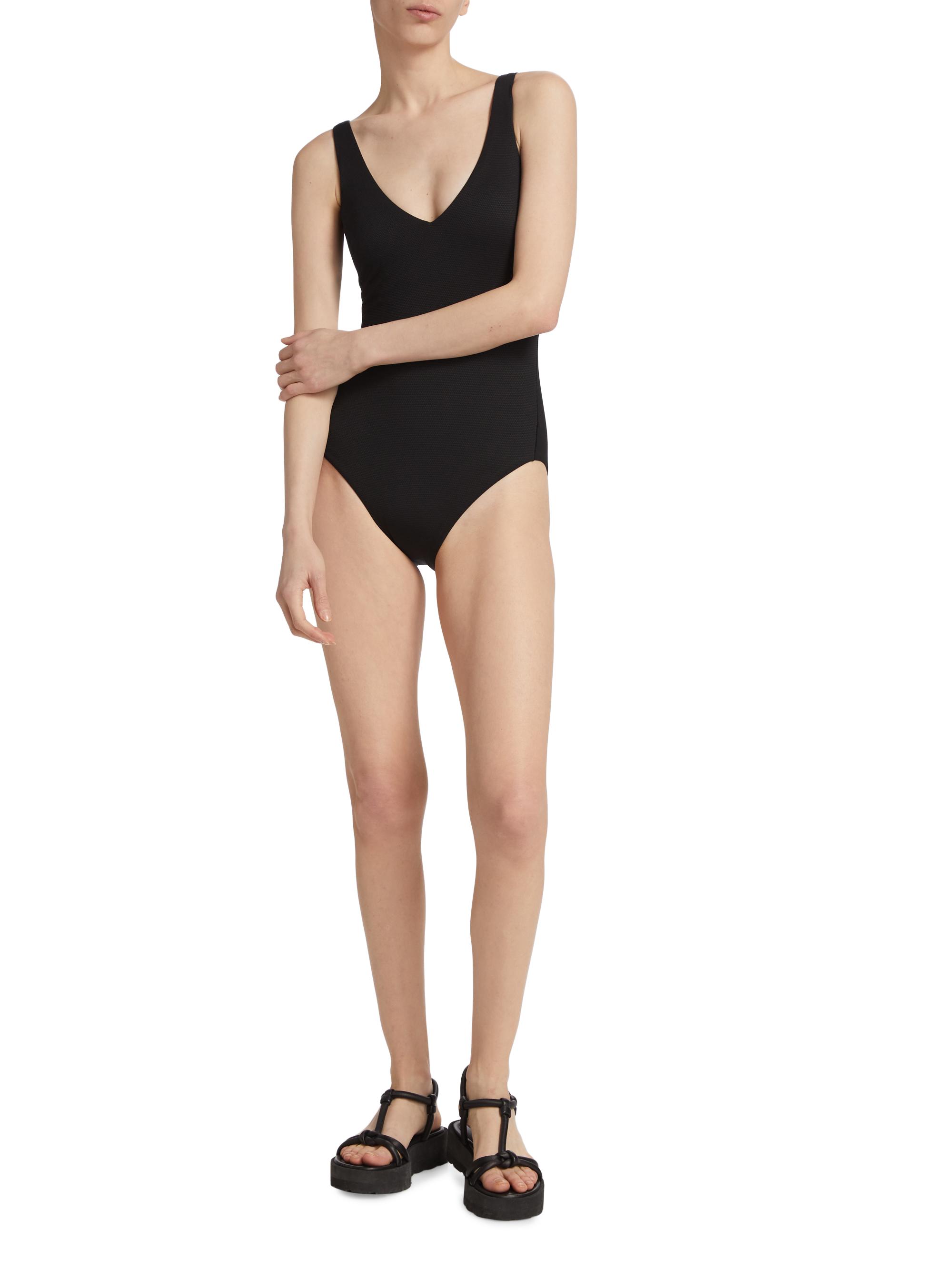 piqueさま Spanx Piqué Shaping One-Piece Swimsuit | Saks Fifth Avenue